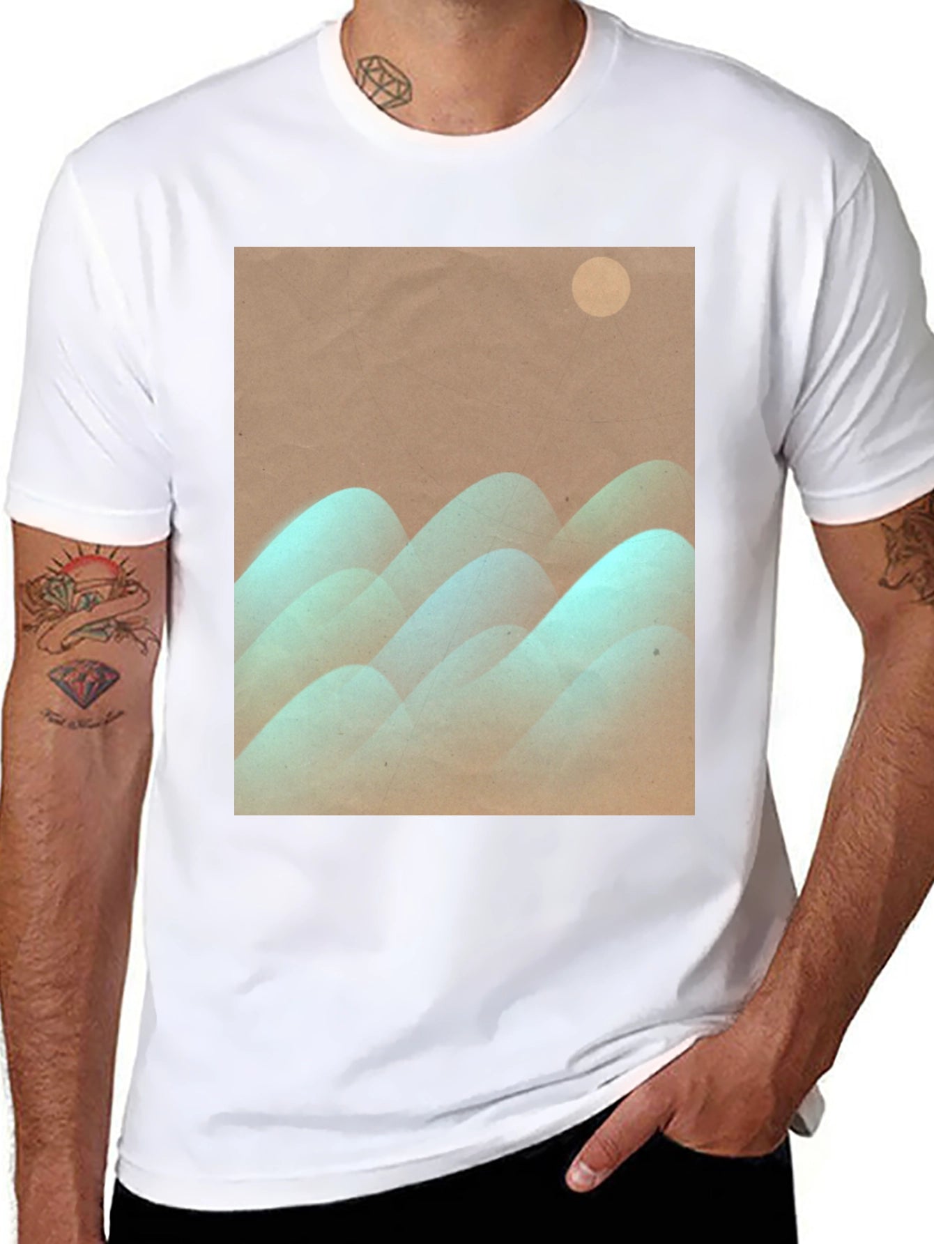 Abstract Mountain Graphic Tee - Stylish Black T-Shirt