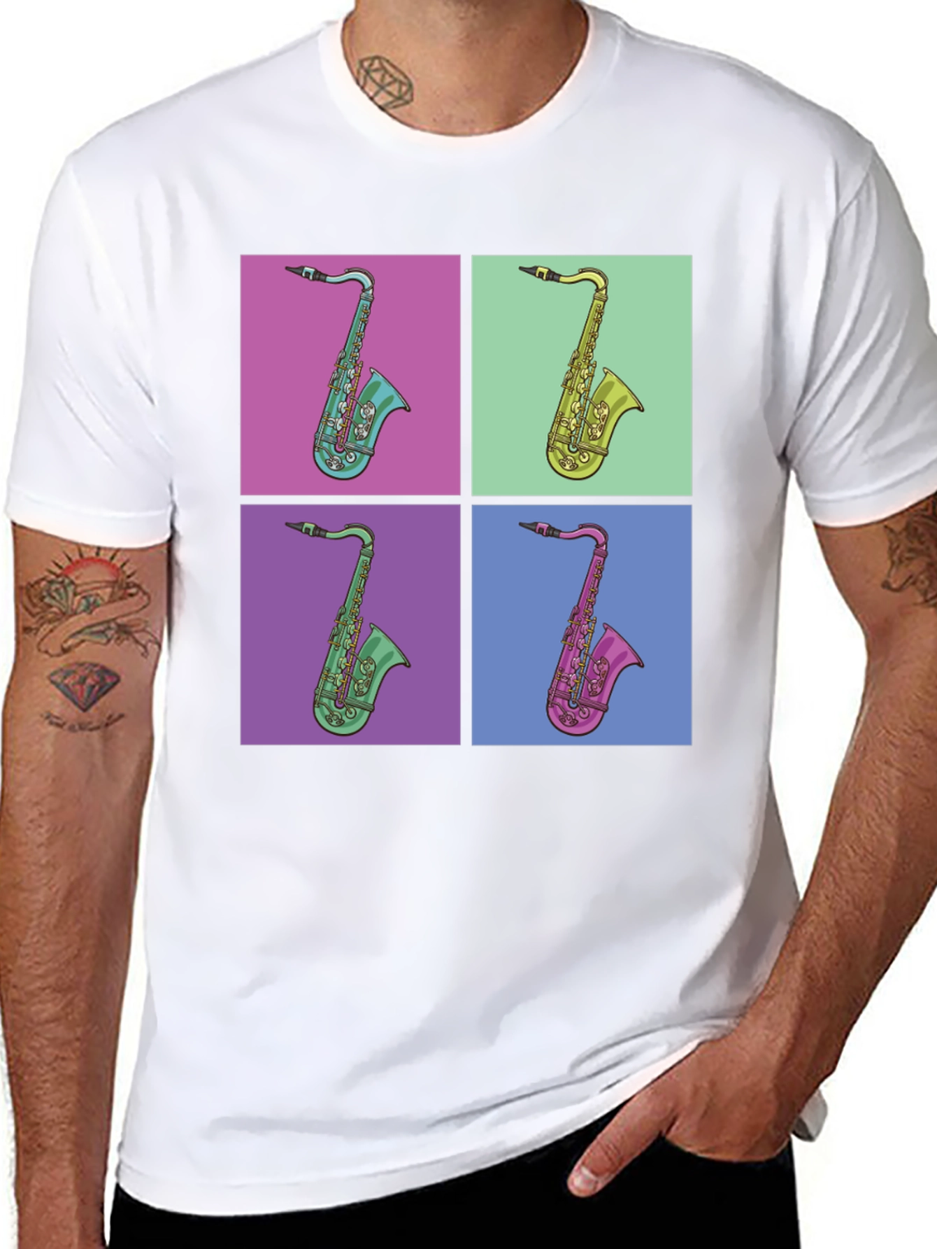 Retro Saxophone Pop Art Graphic Tee