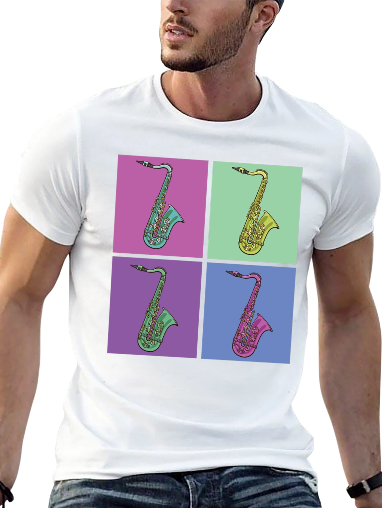 Retro Saxophone Pop Art Graphic Tee