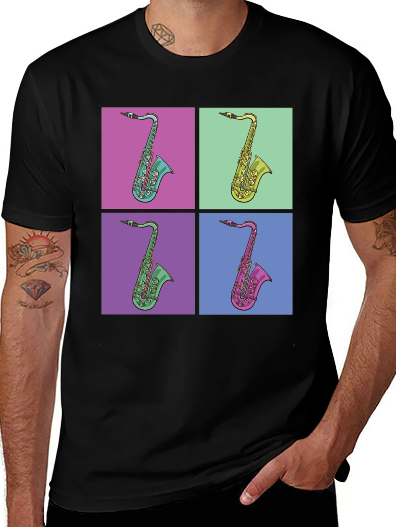 Retro Saxophone Pop Art Graphic Tee