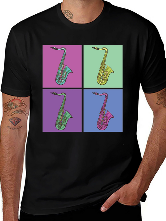Retro Saxophone Pop Art Graphic Tee
