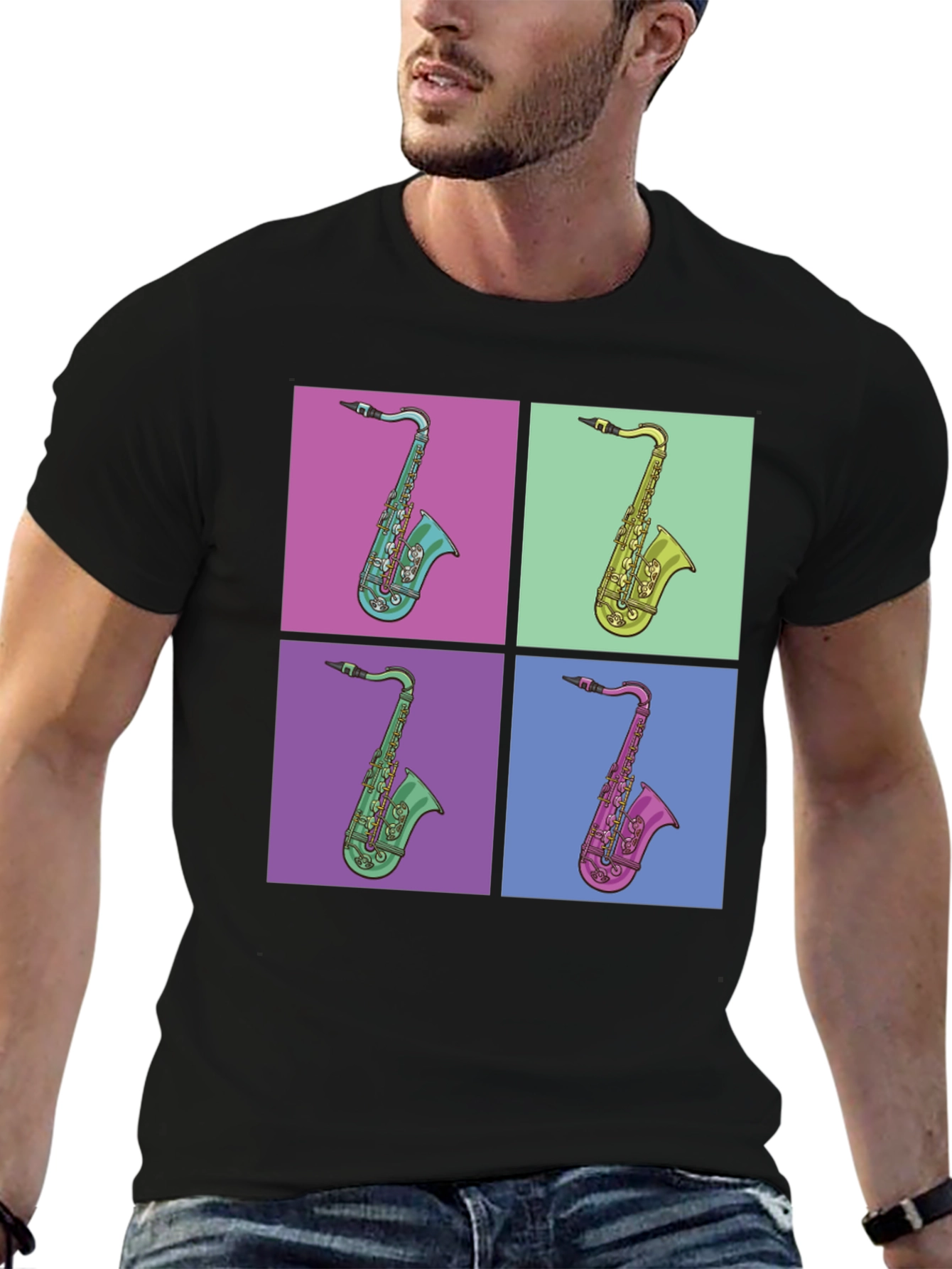 Retro Saxophone Pop Art Graphic Tee