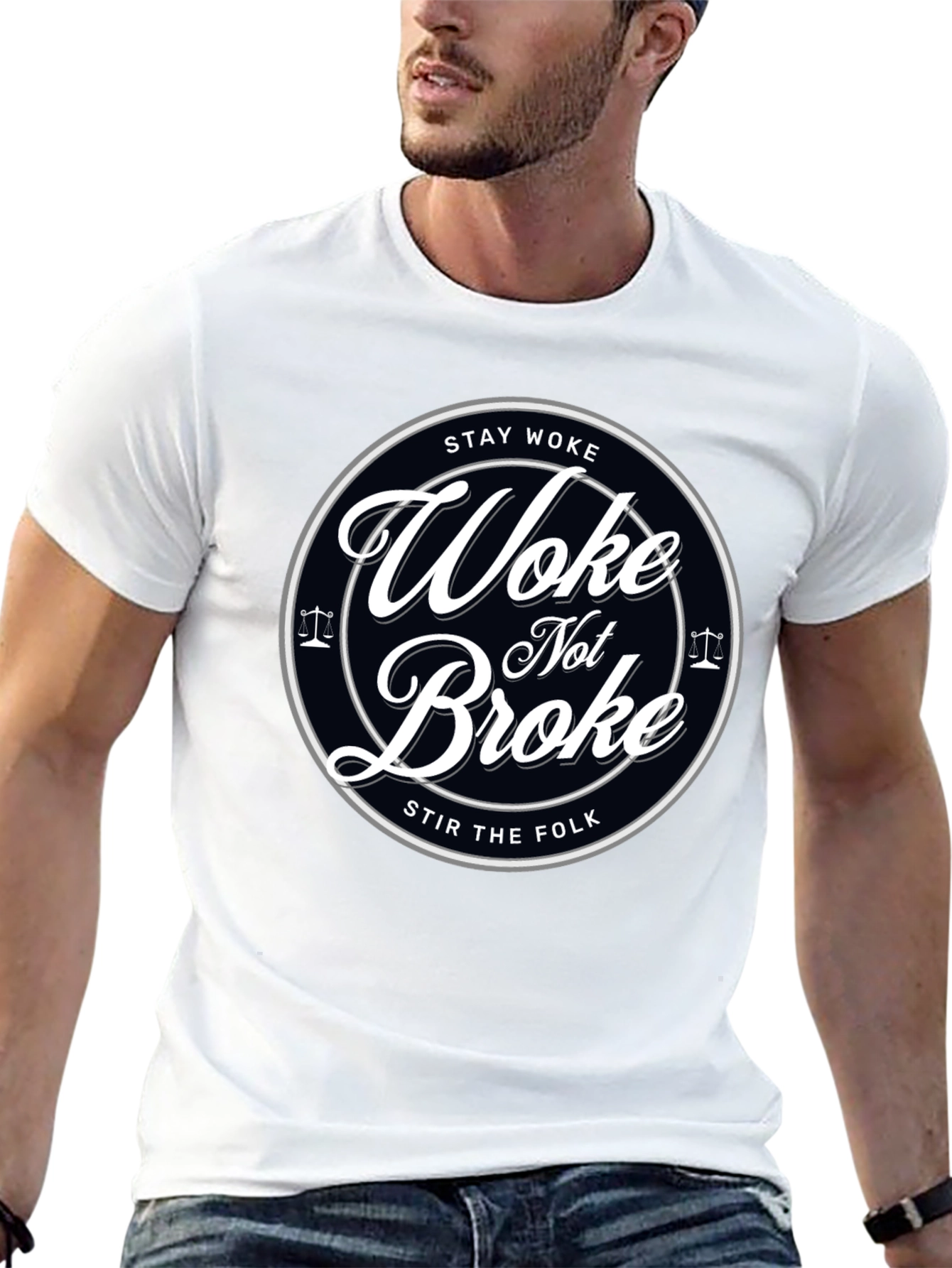 Stay Woke Not Broke Graphic T-Shirt - Trendy Design