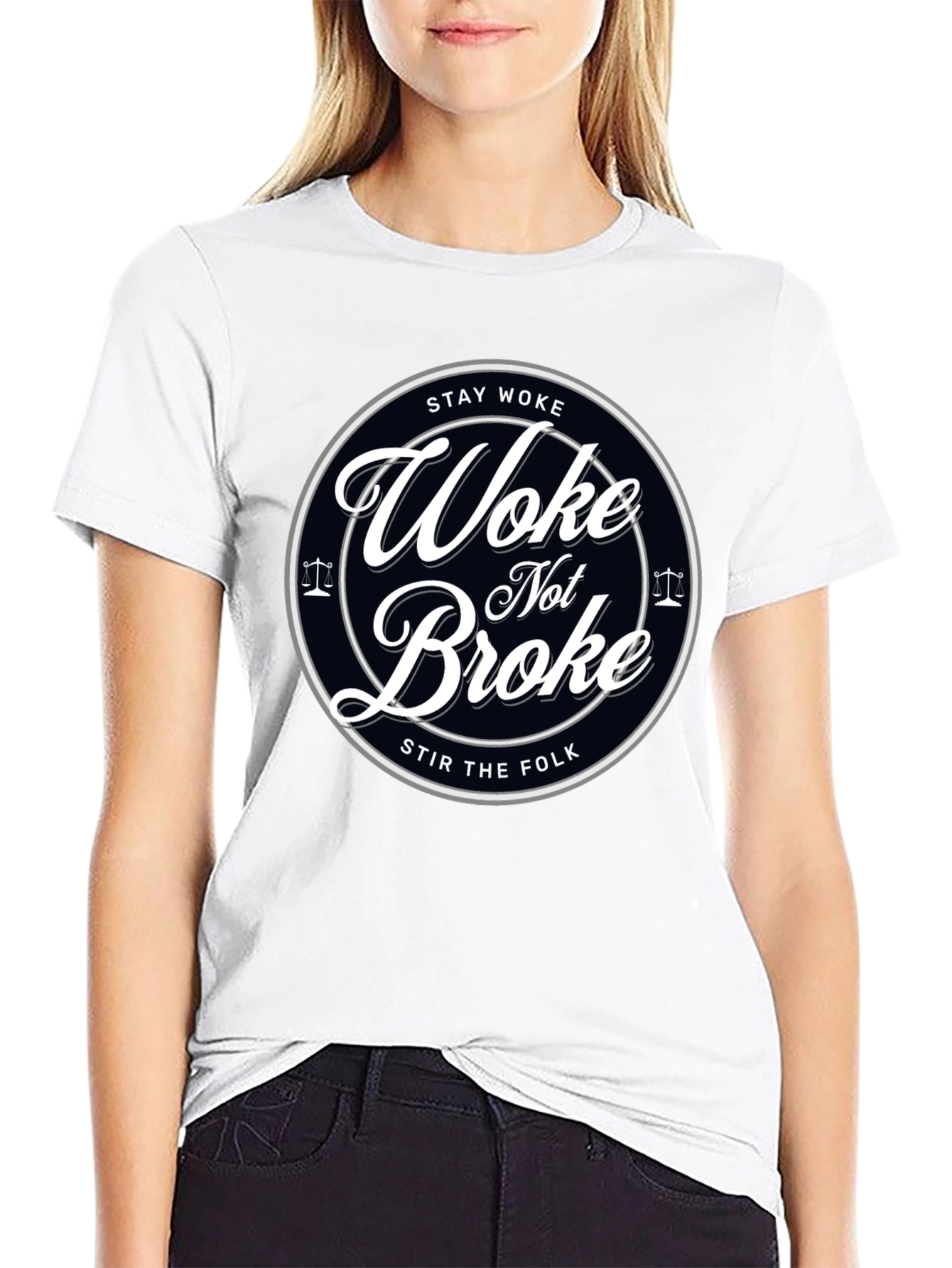 Stay Woke Not Broke Graphic T-Shirt - Trendy Design