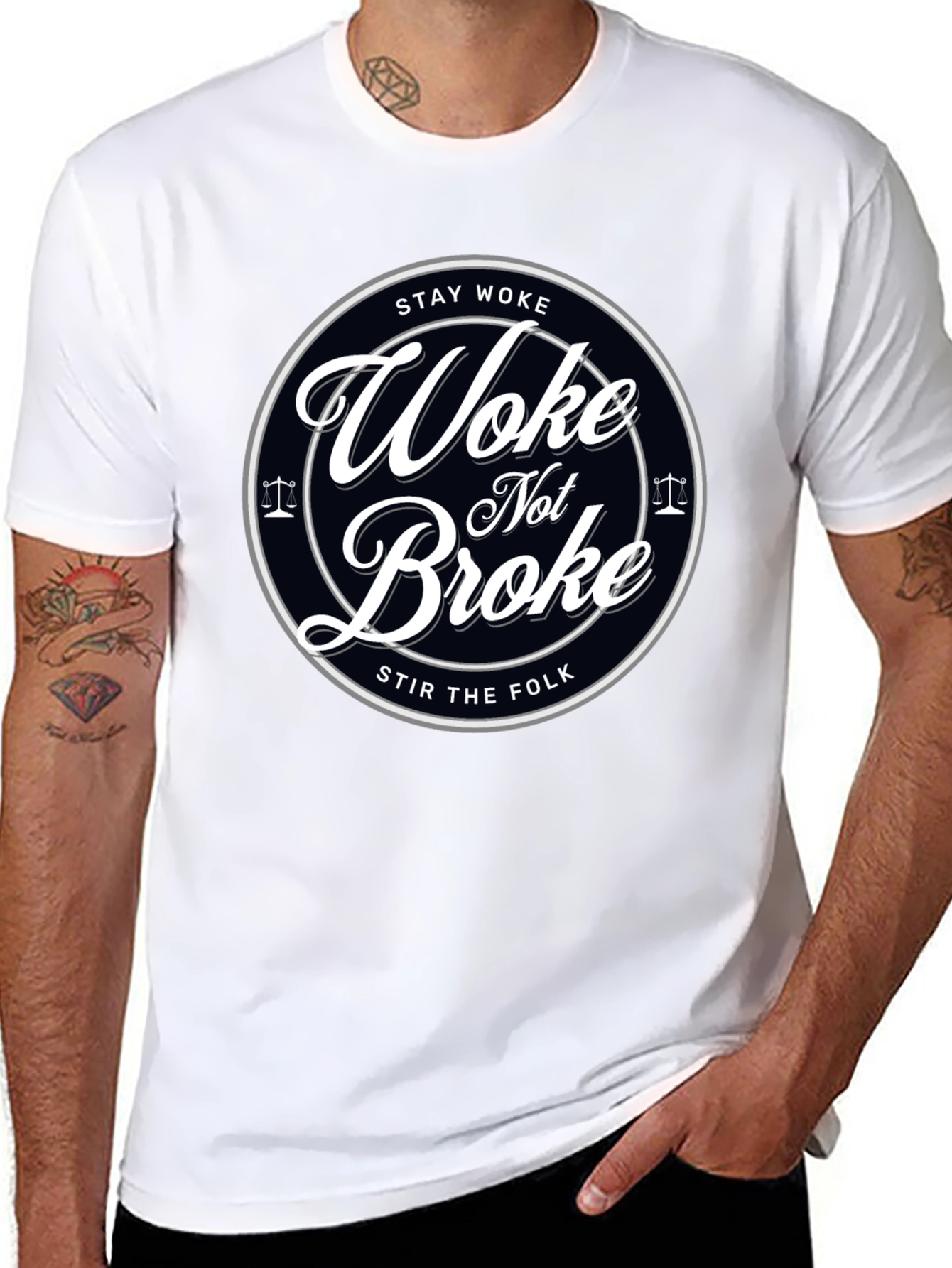 Stay Woke Not Broke Graphic T-Shirt - Trendy Design