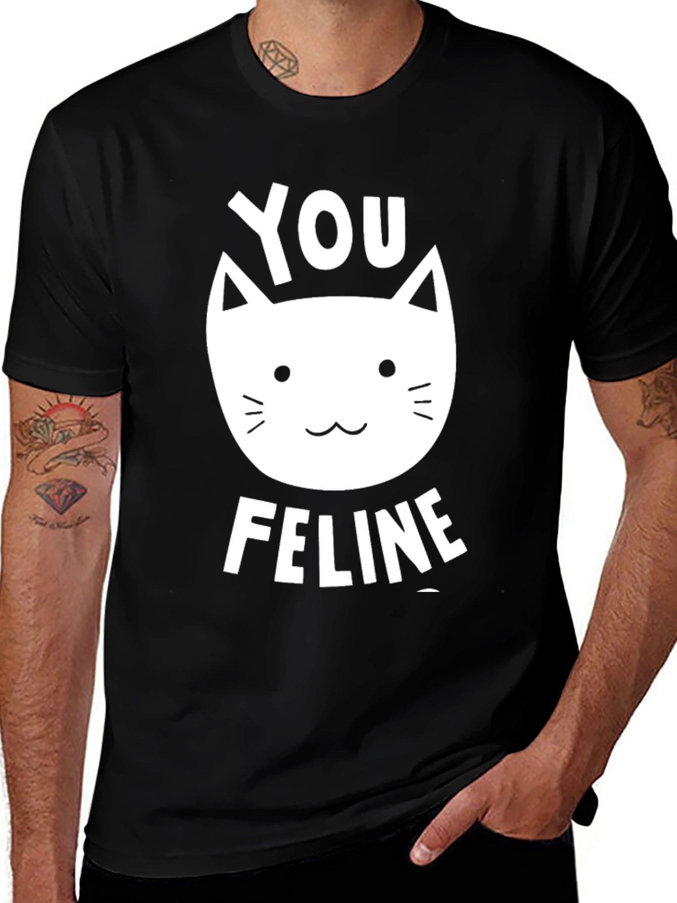 You Feline T-Shirt - Black Graphic Tee