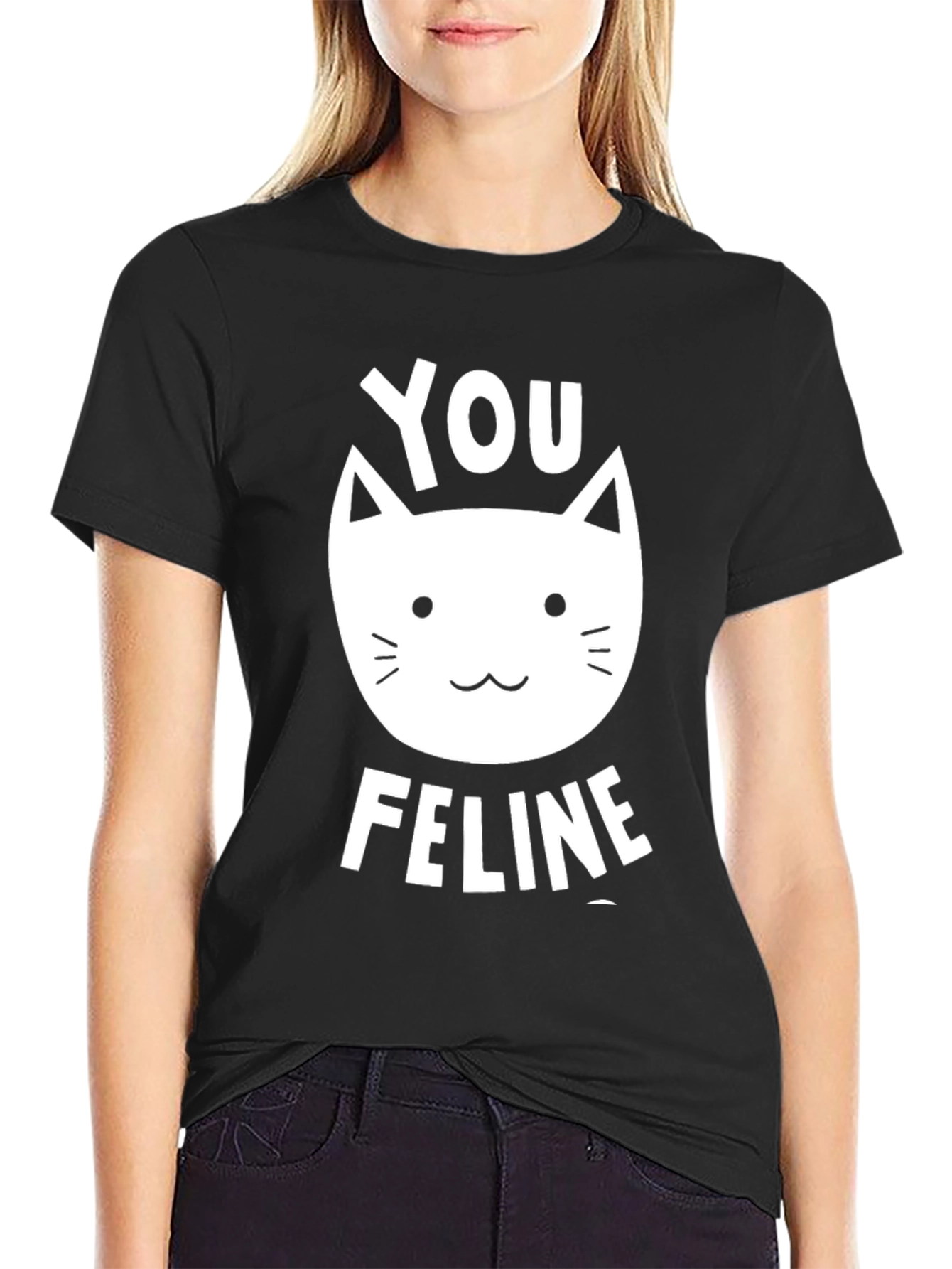 You Feline T-Shirt - Black Graphic Tee