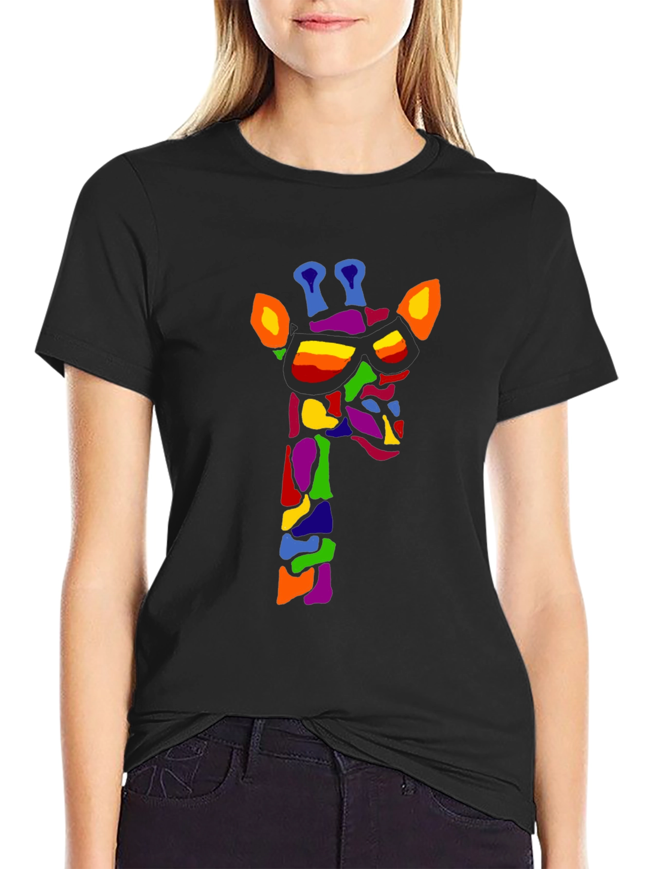 Cool Giraffe Graphic Tee - Black Unisex T-Shirt