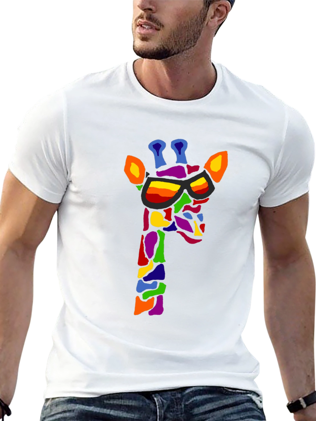 Cool Giraffe Graphic Tee - Black Unisex T-Shirt
