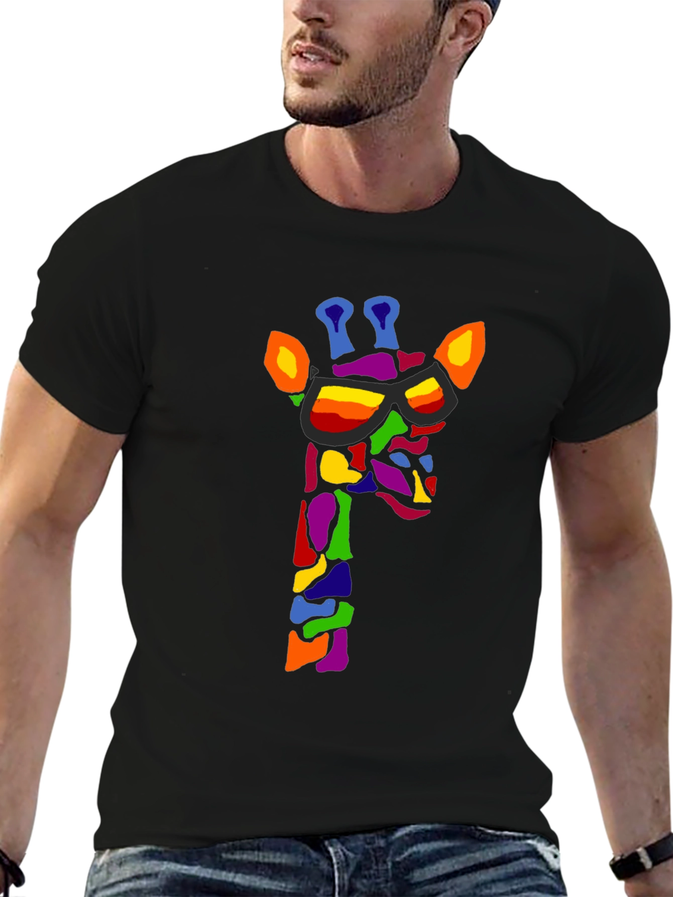 Cool Giraffe Graphic Tee - Black Unisex T-Shirt
