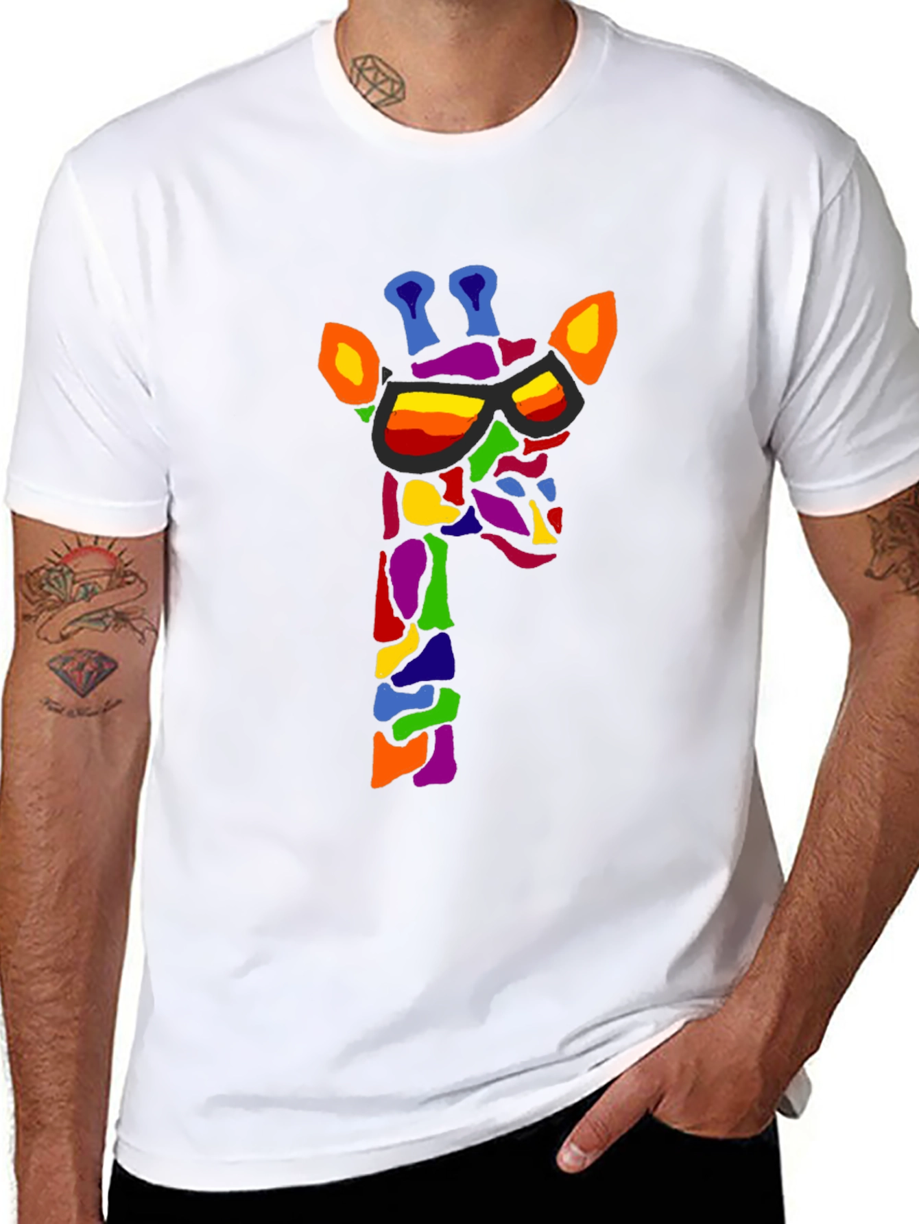Cool Giraffe Graphic Tee - Black Unisex T-Shirt