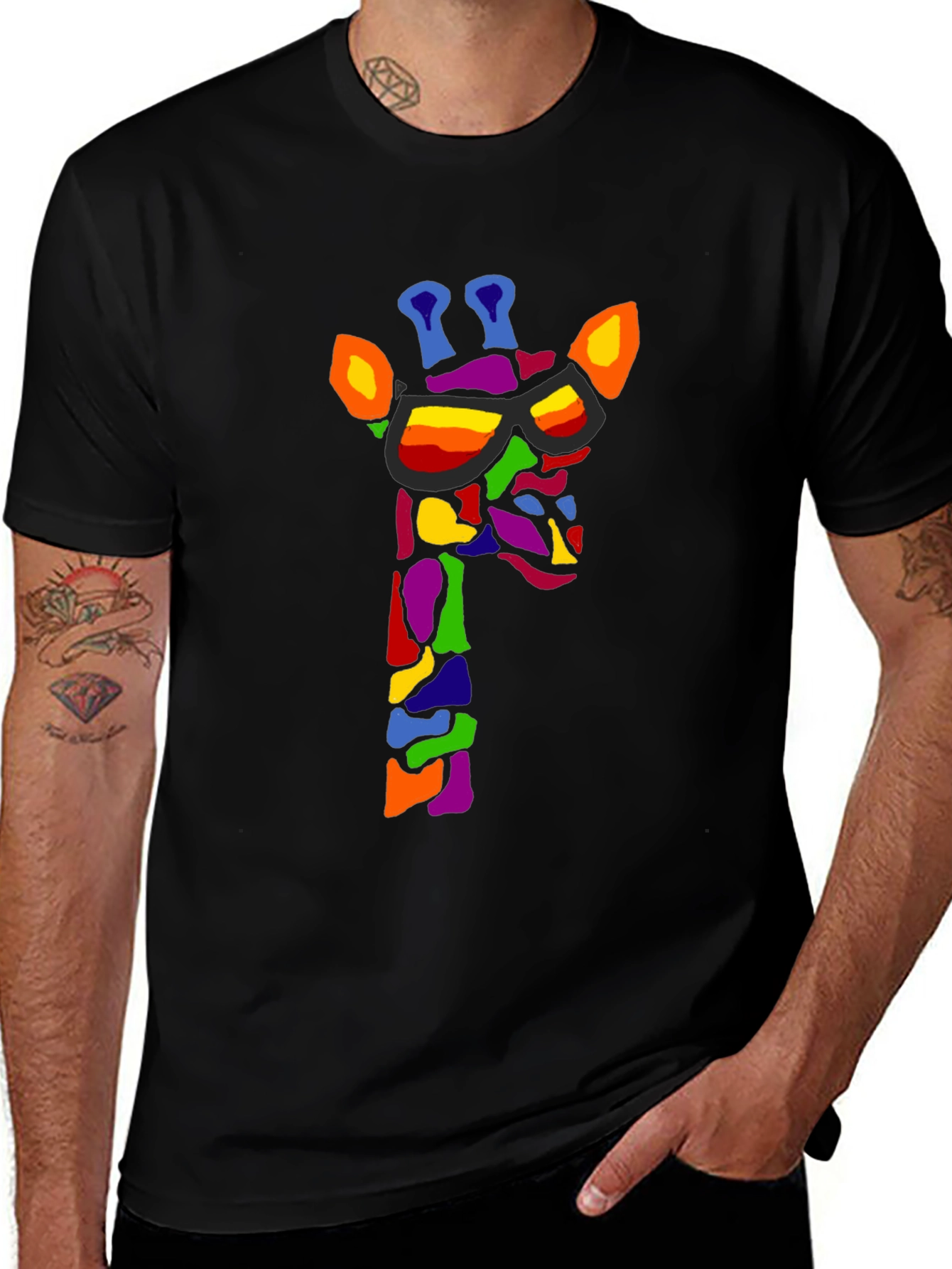 Cool Giraffe Graphic Tee - Black Unisex T-Shirt