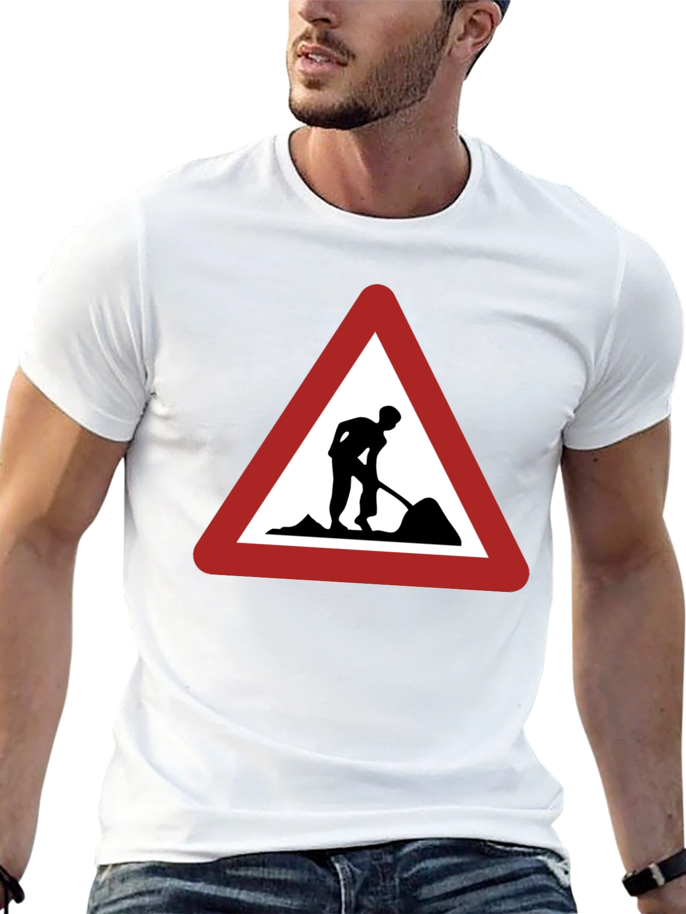 Mens Black Work Zone Triangle Graphic Tee