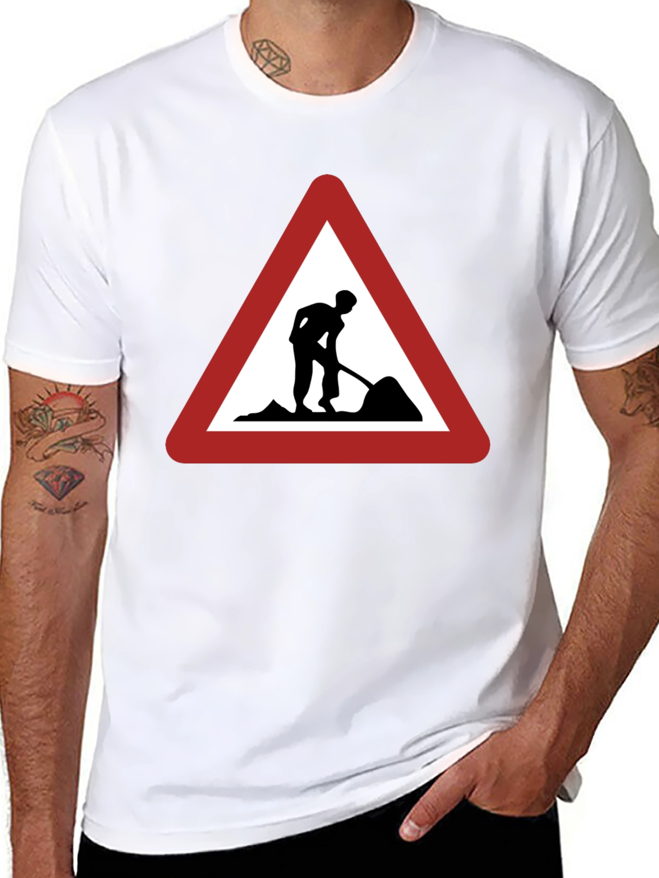 Mens Black Work Zone Triangle Graphic Tee