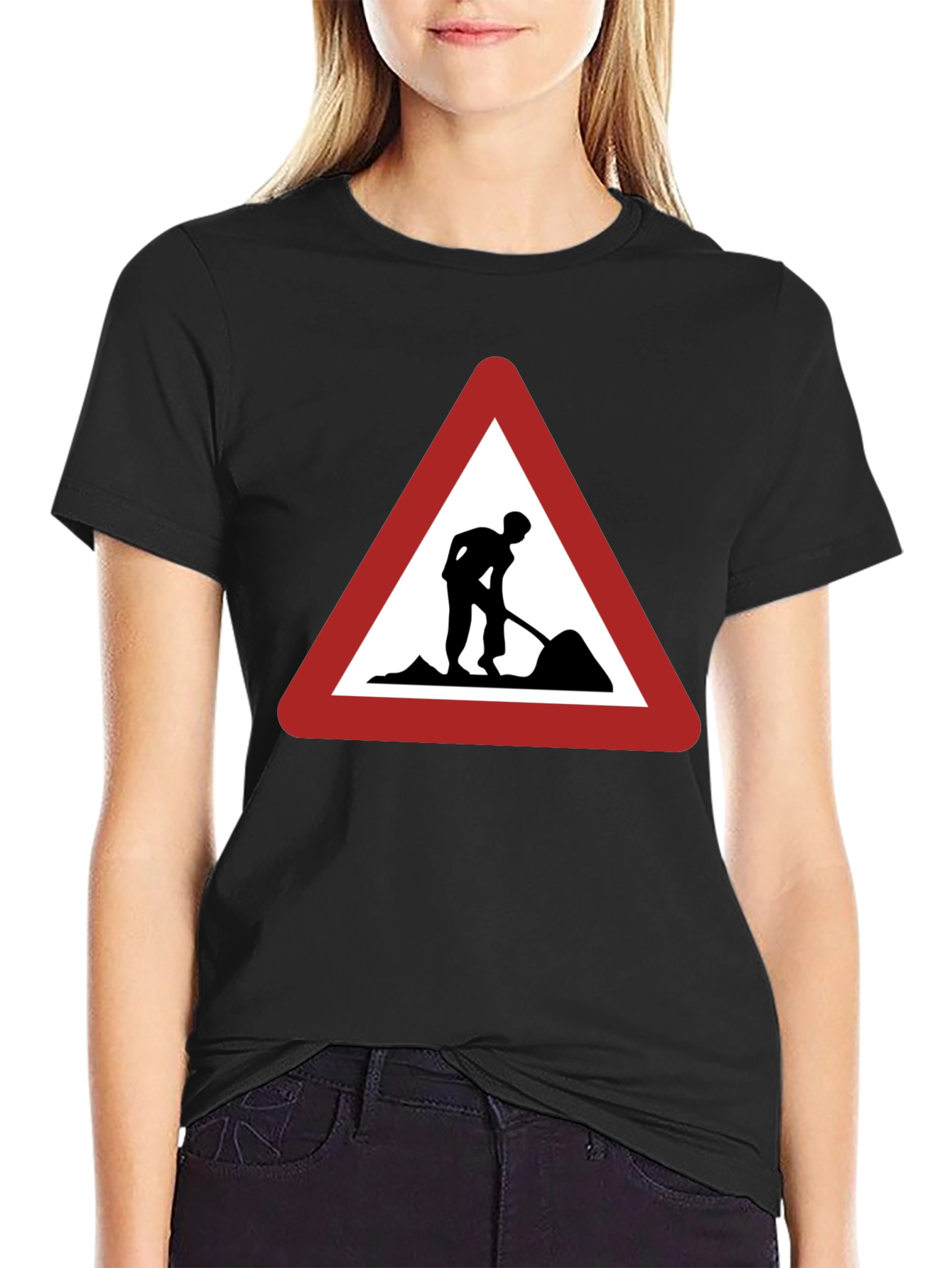 Mens Black Work Zone Triangle Graphic Tee