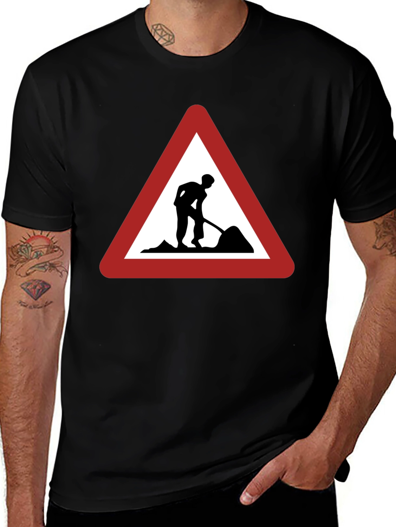 Mens Black Work Zone Triangle Graphic Tee