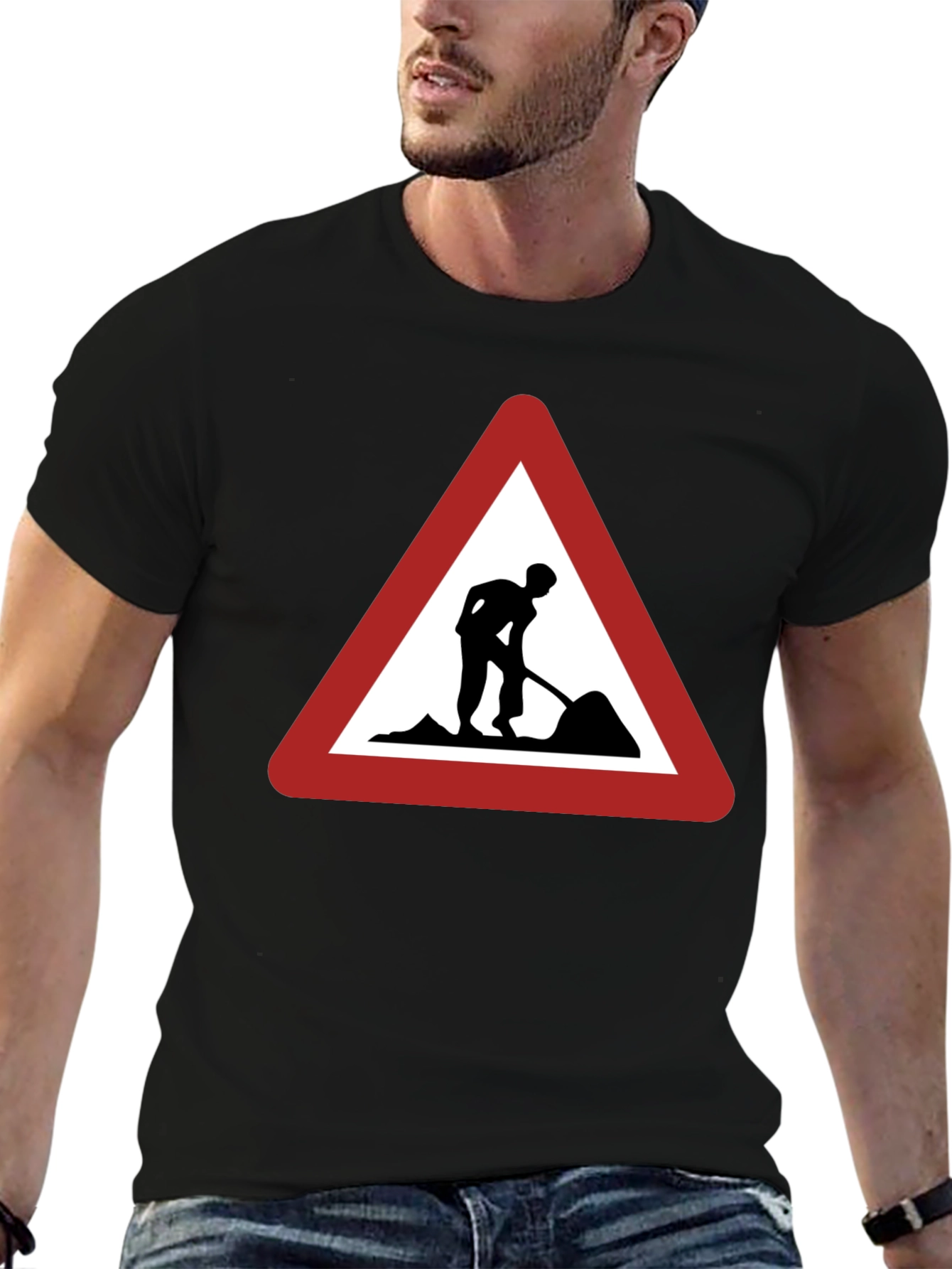 Mens Black Work Zone Triangle Graphic Tee