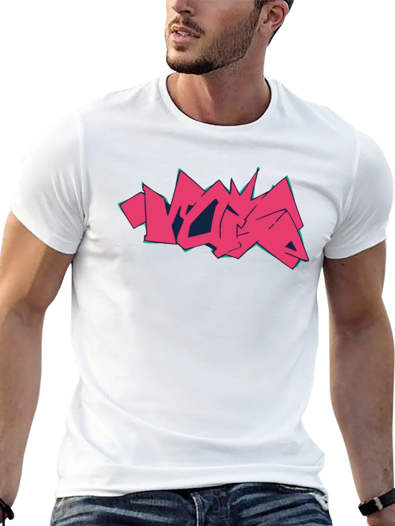 Graffiti Style Graphic Print Black T-Shirt
