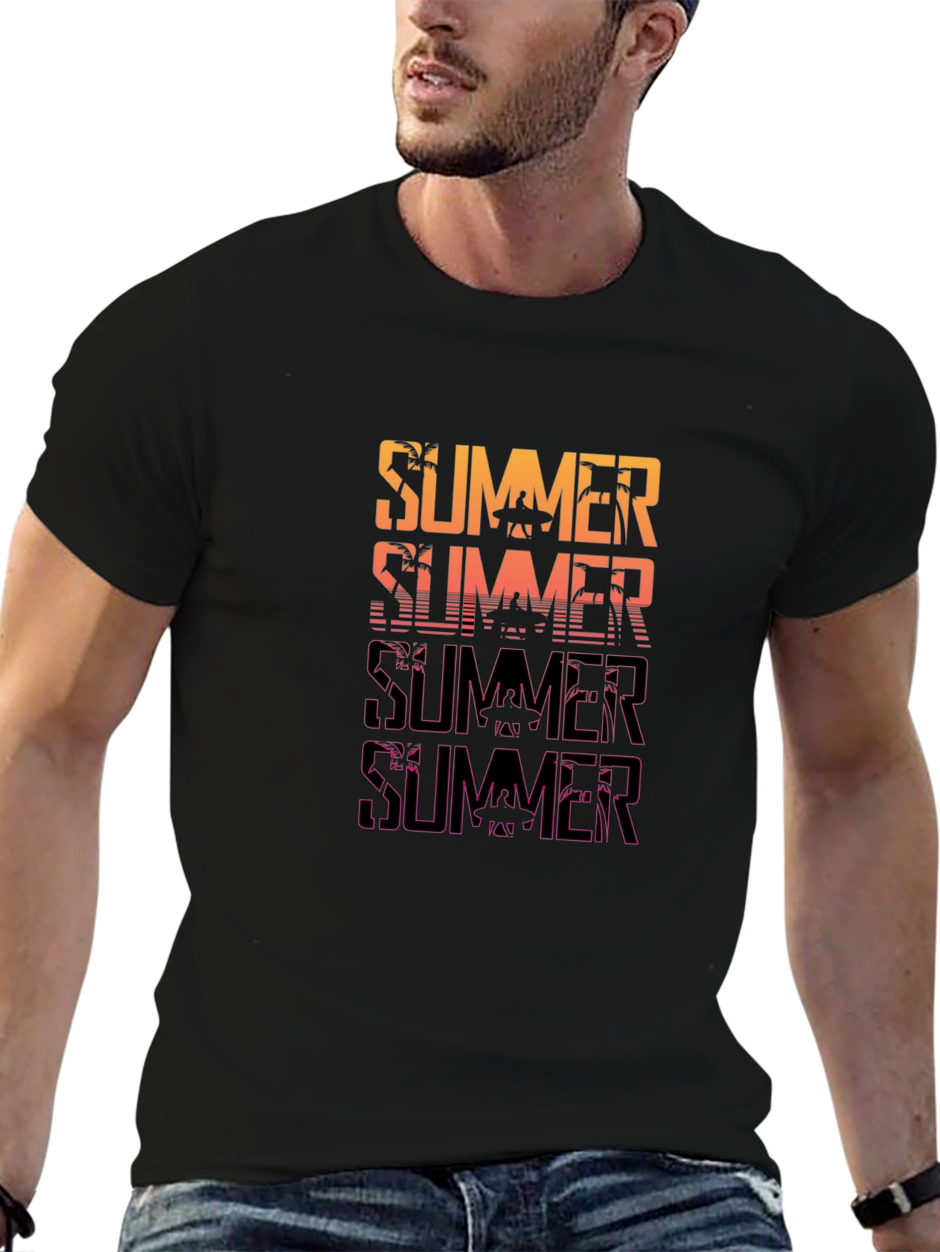 Summer Graphic Print Crew Neck T-Shirt