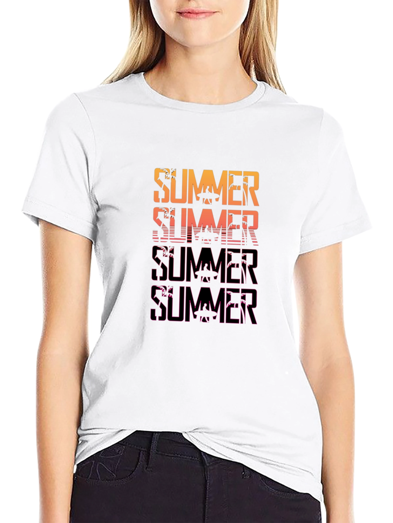 Summer Graphic Print Crew Neck T-Shirt