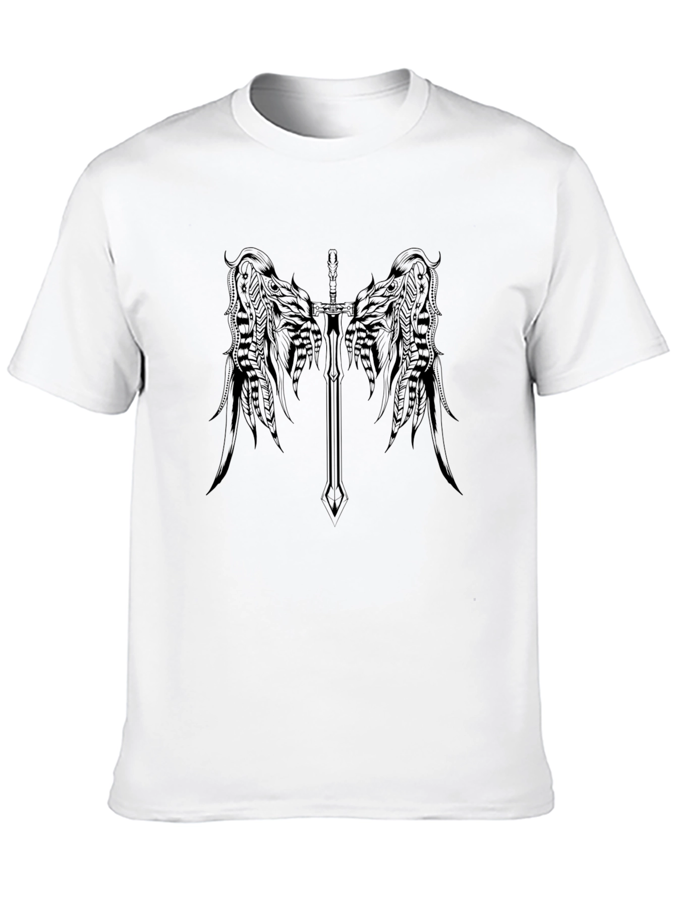 Winged Sword Graphic Tee - Black Cotton Blend