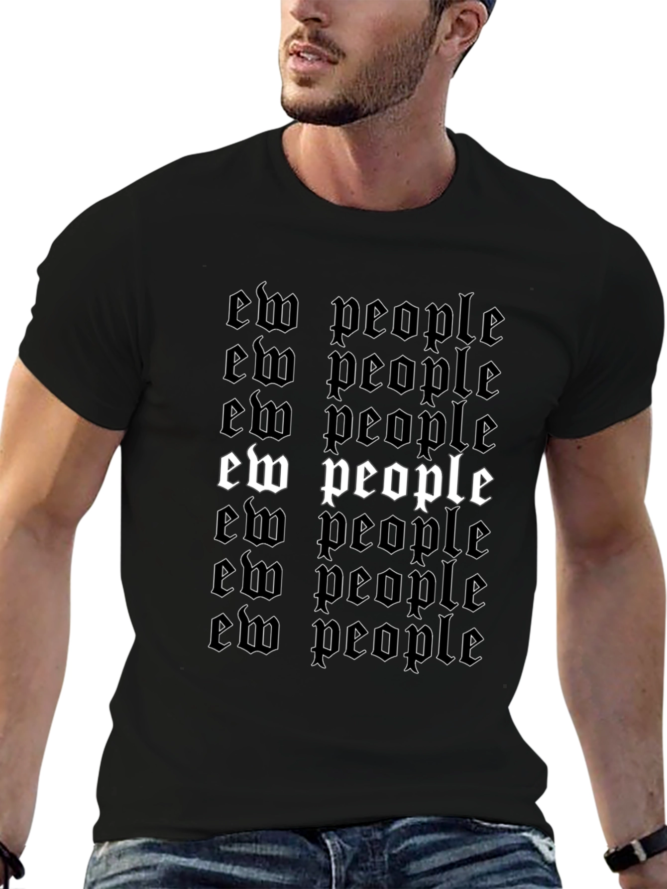 Ew People Graphic Tee - Black Cotton T-Shirt