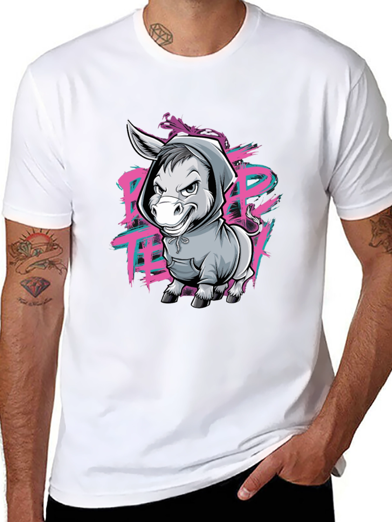 Cool Donkey Graphic Print Black T-Shirt