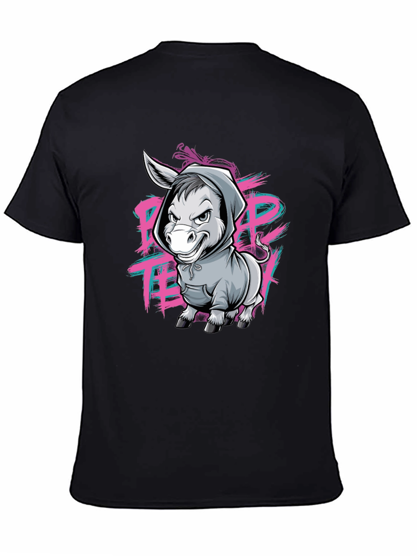 Cool Donkey Graphic Print Black T-Shirt