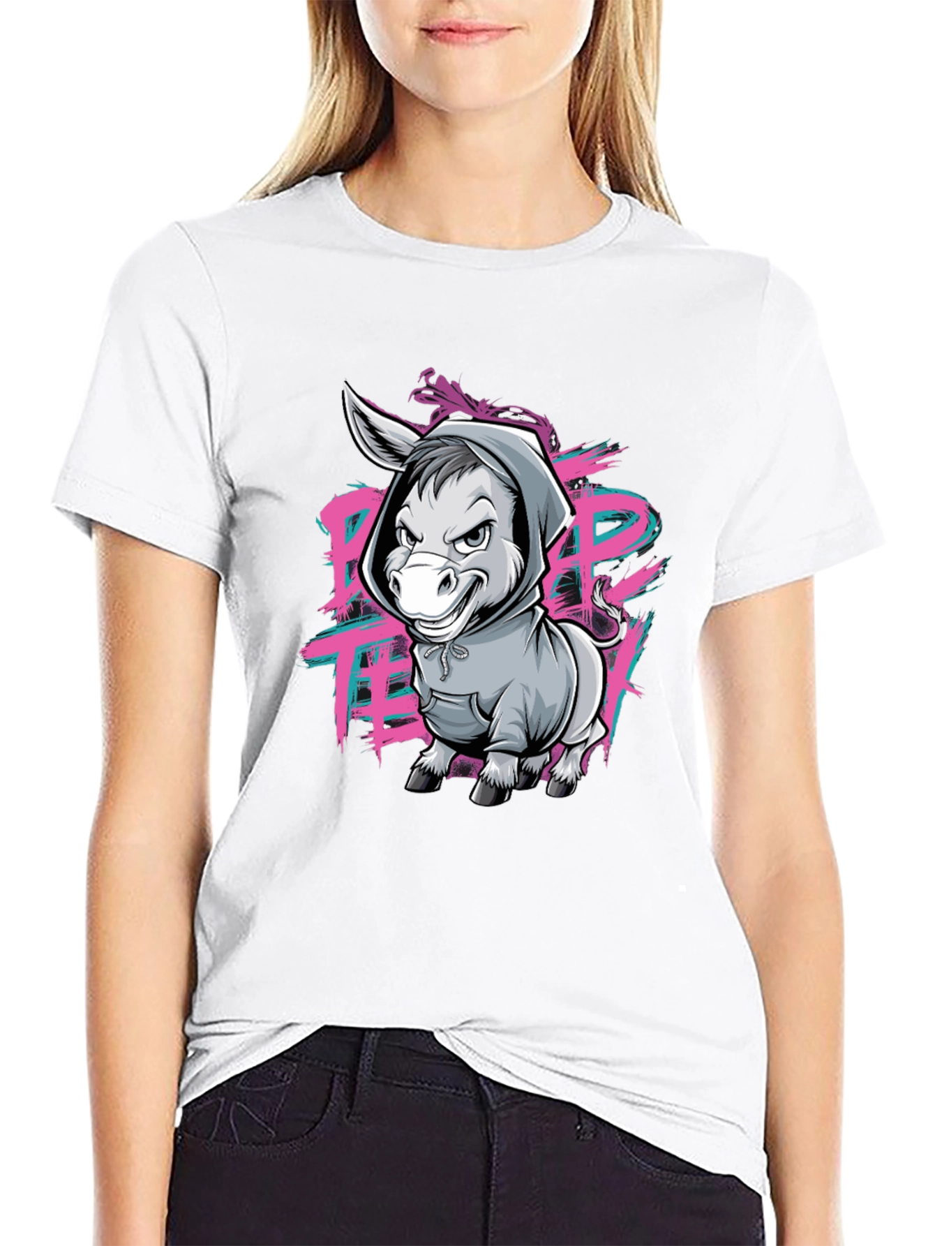 Cool Donkey Graphic Print Black T-Shirt