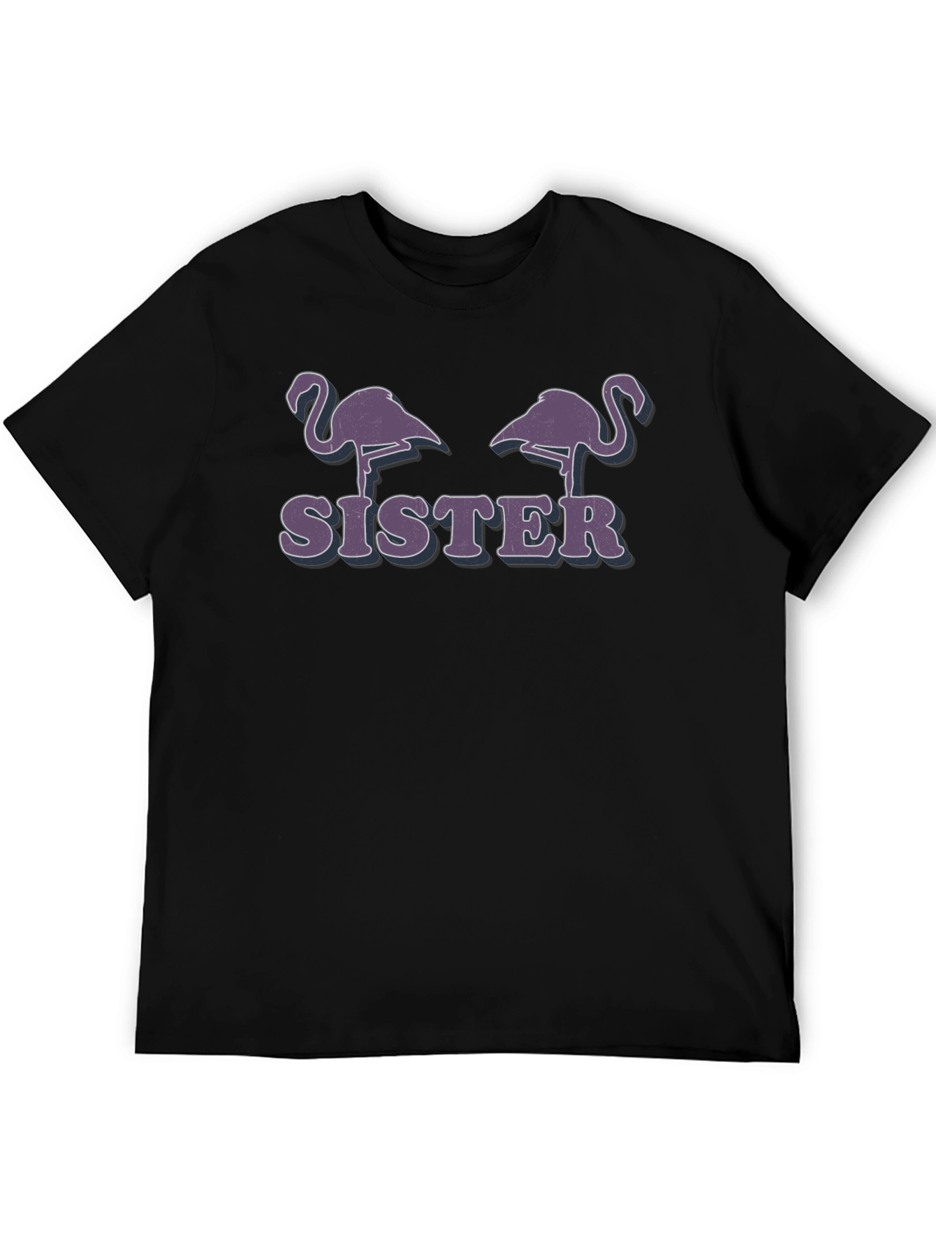Flamingo Sister Graphic T-Shirt - Black