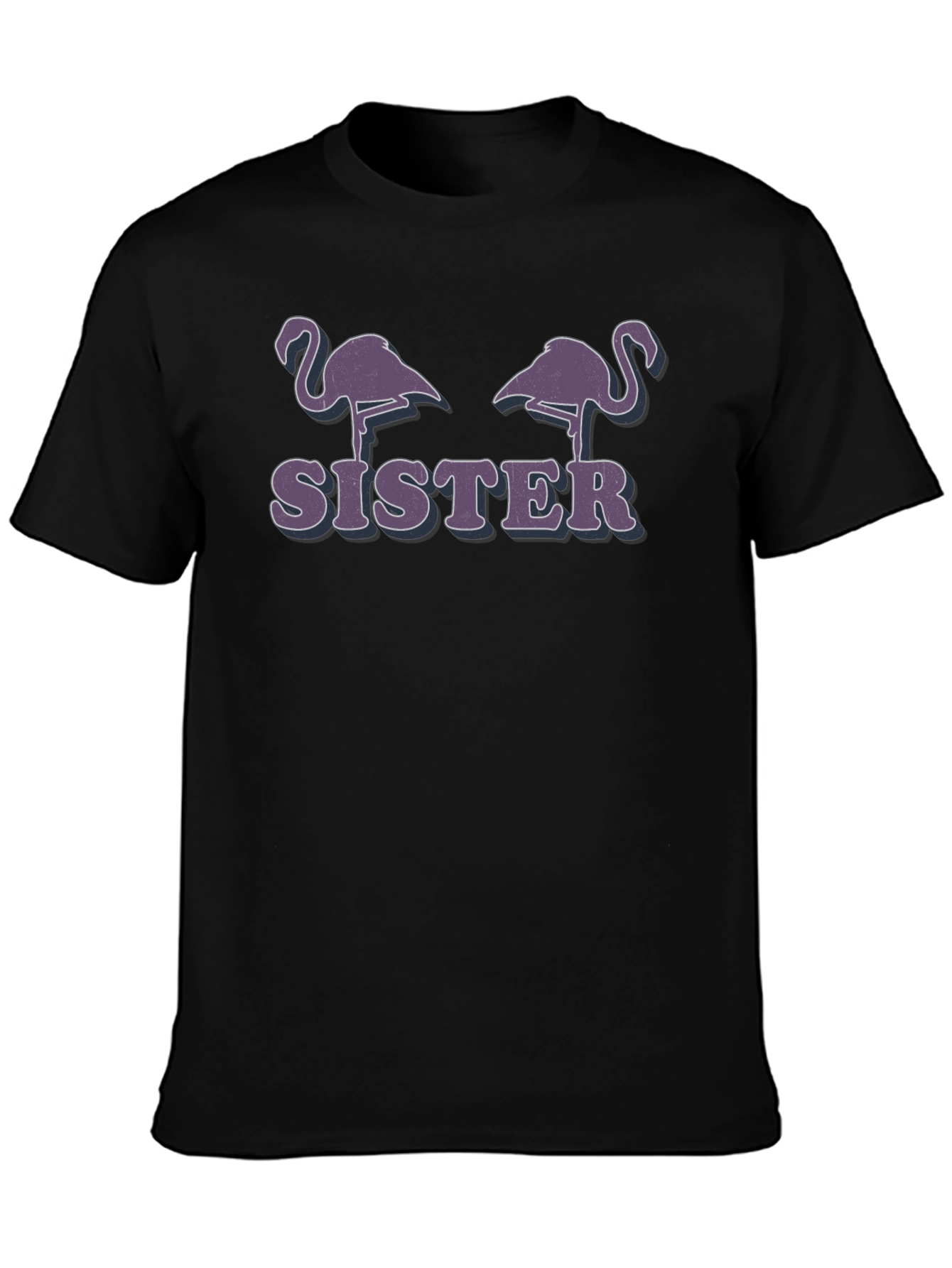 Flamingo Sister Graphic T-Shirt - Black