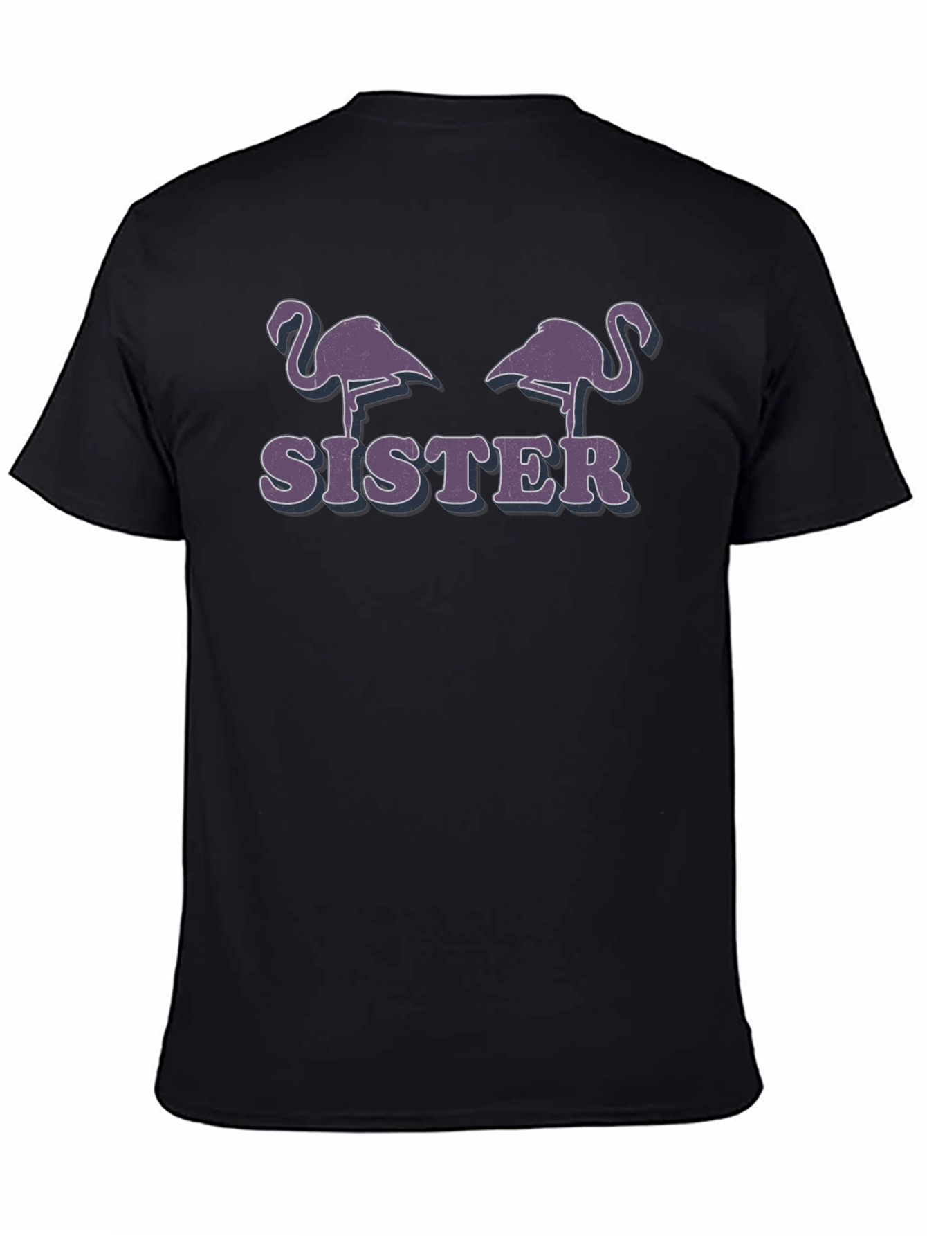 Flamingo Sister Graphic T-Shirt - Black