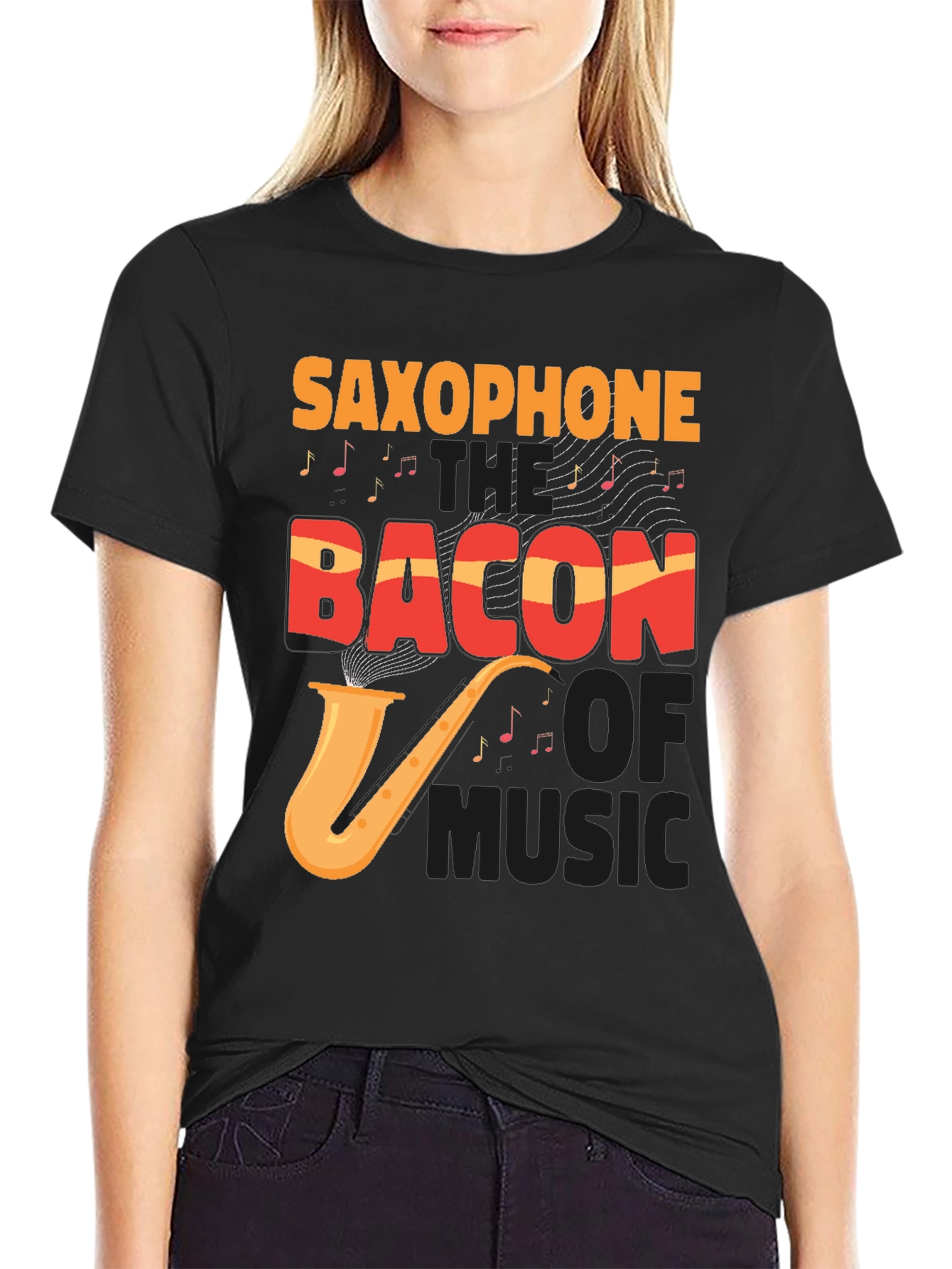 Saxophone Bacon Music T-Shirt