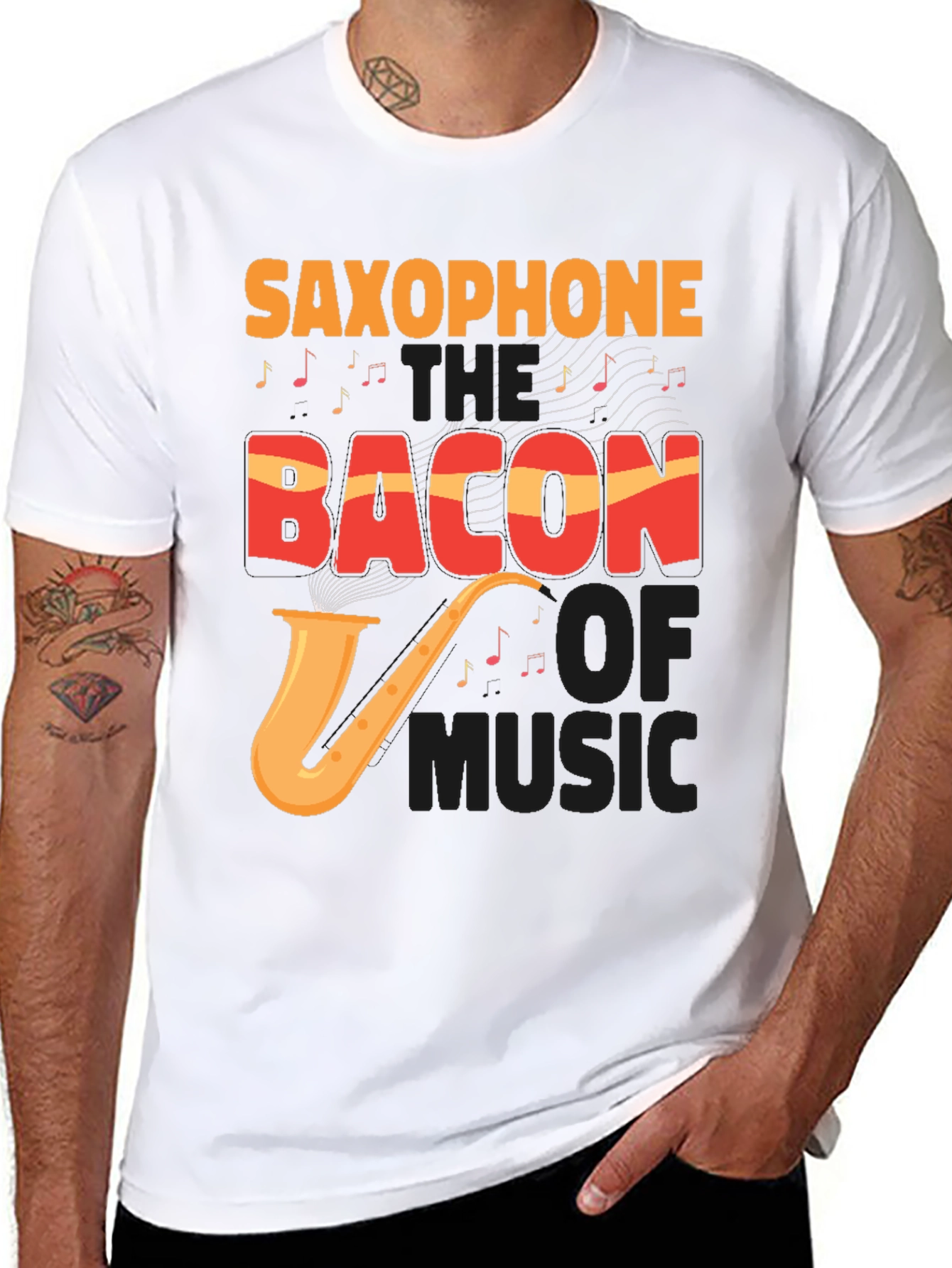 Saxophone Bacon Music T-Shirt