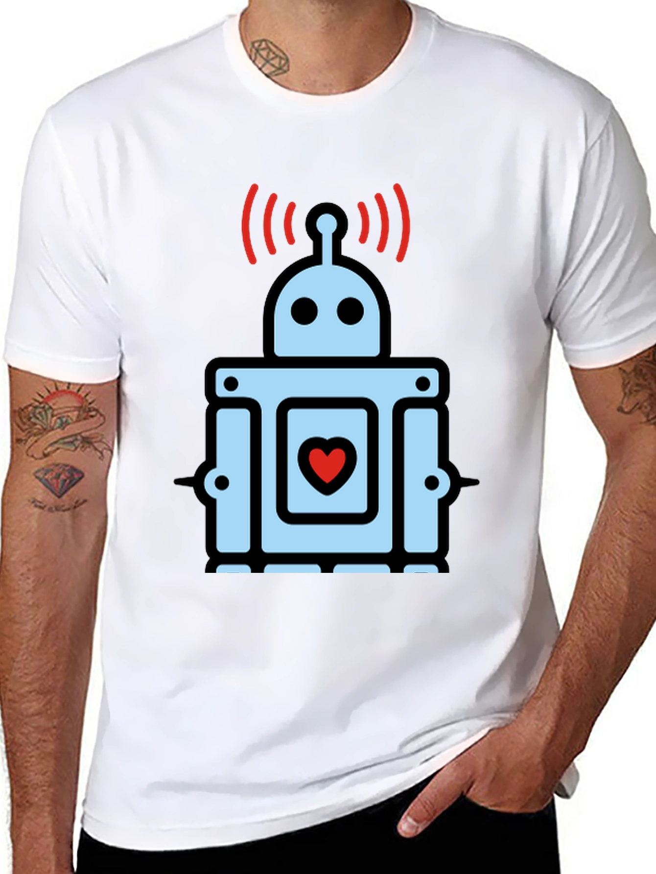 Heart Robot Graphic T-Shirt
