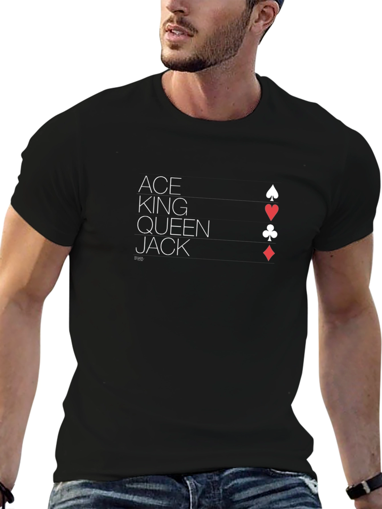 Ace King Queen Jack T-Shirt - Card Suit Design