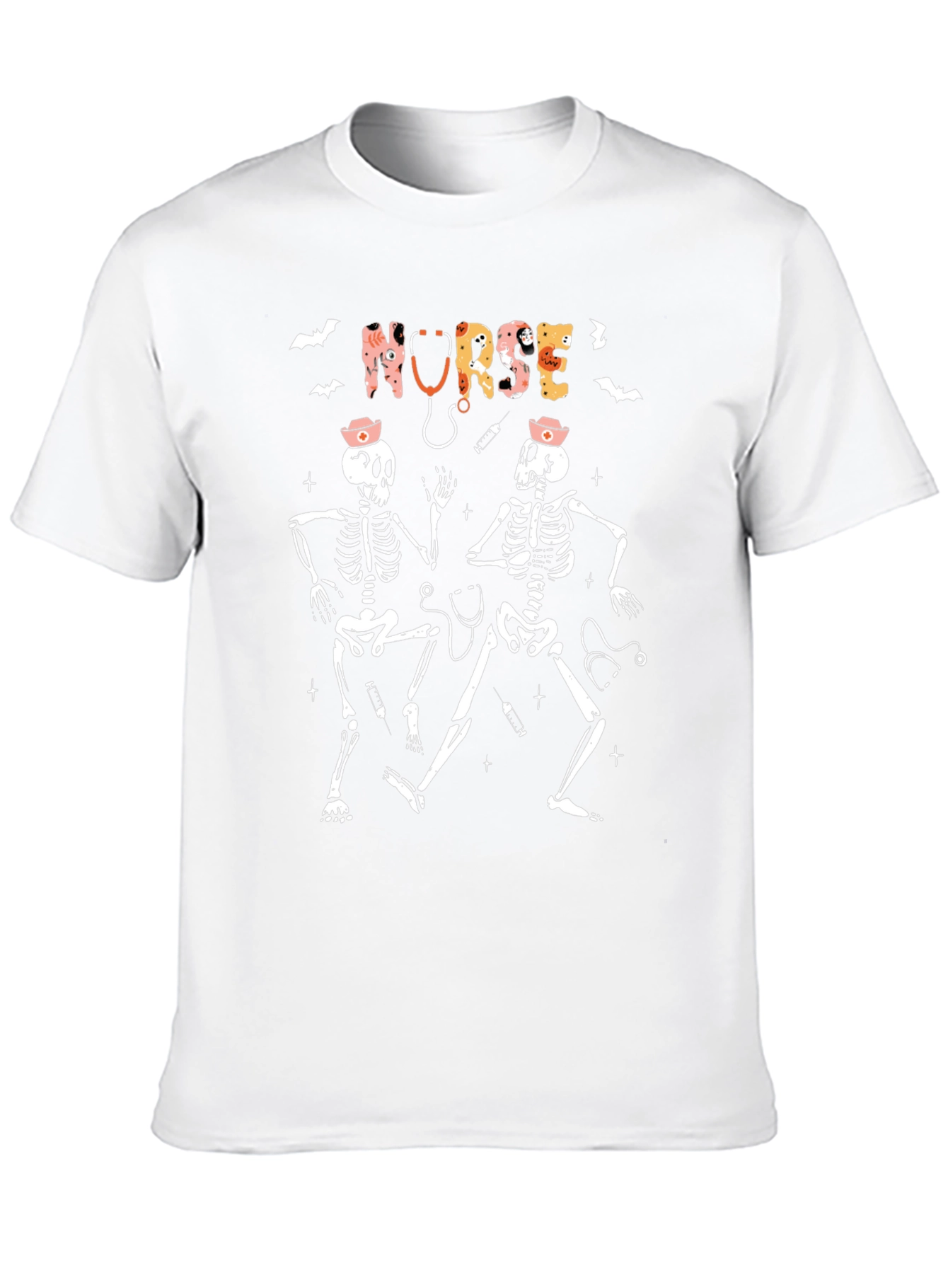 Halloween Nurse Skeleton Graphic T-Shirt