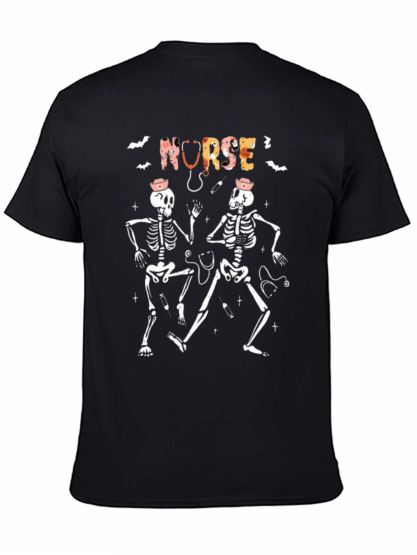 Halloween Nurse Skeleton Graphic T-Shirt