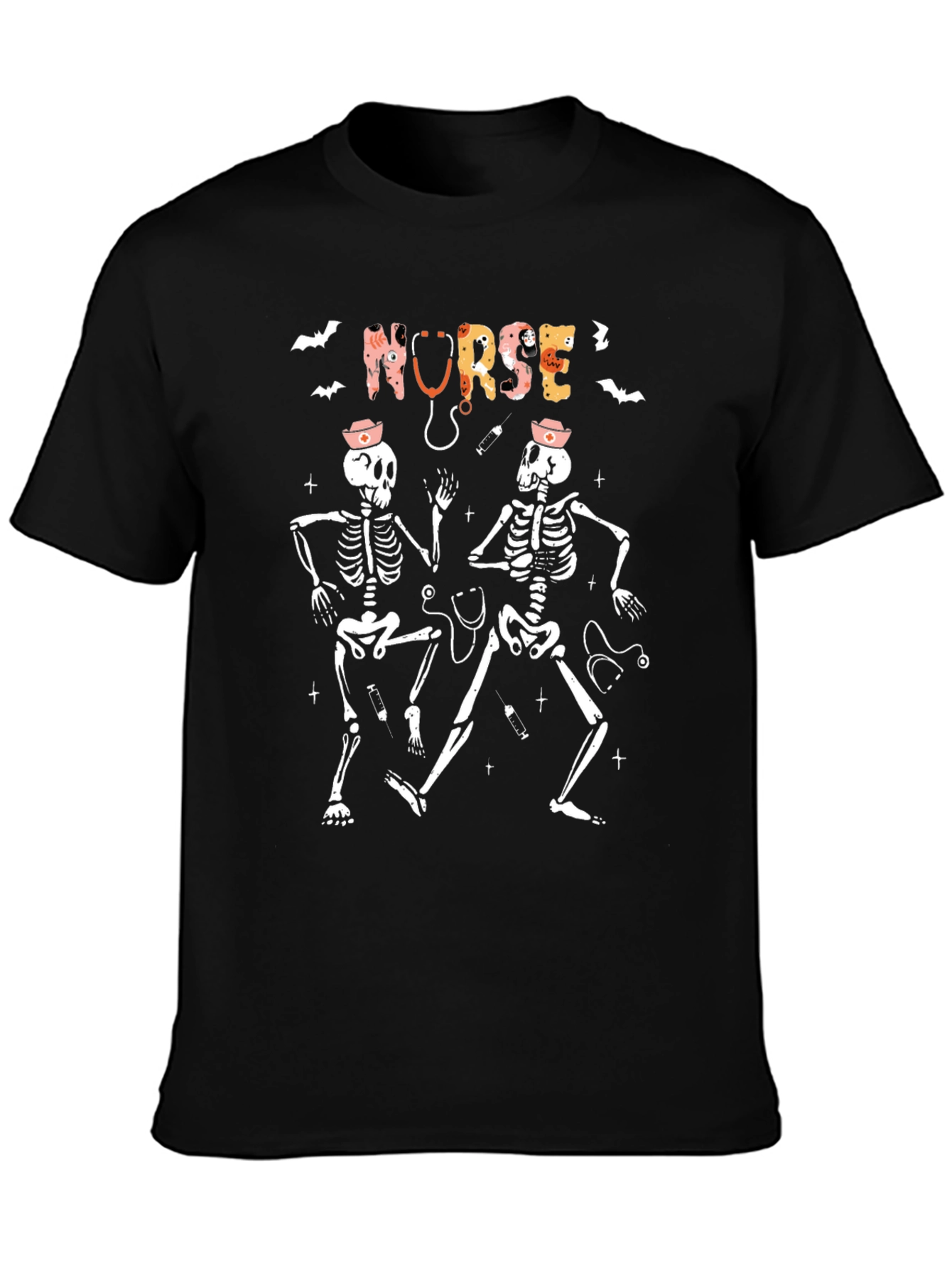 Halloween Nurse Skeleton Graphic T-Shirt