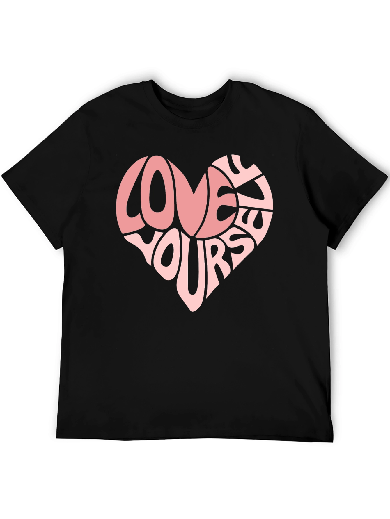 Love Yourself Heart Graphic T-Shirt - Black