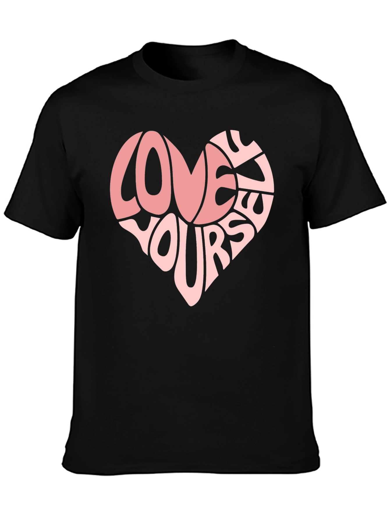 Love Yourself Heart Graphic T-Shirt - Black