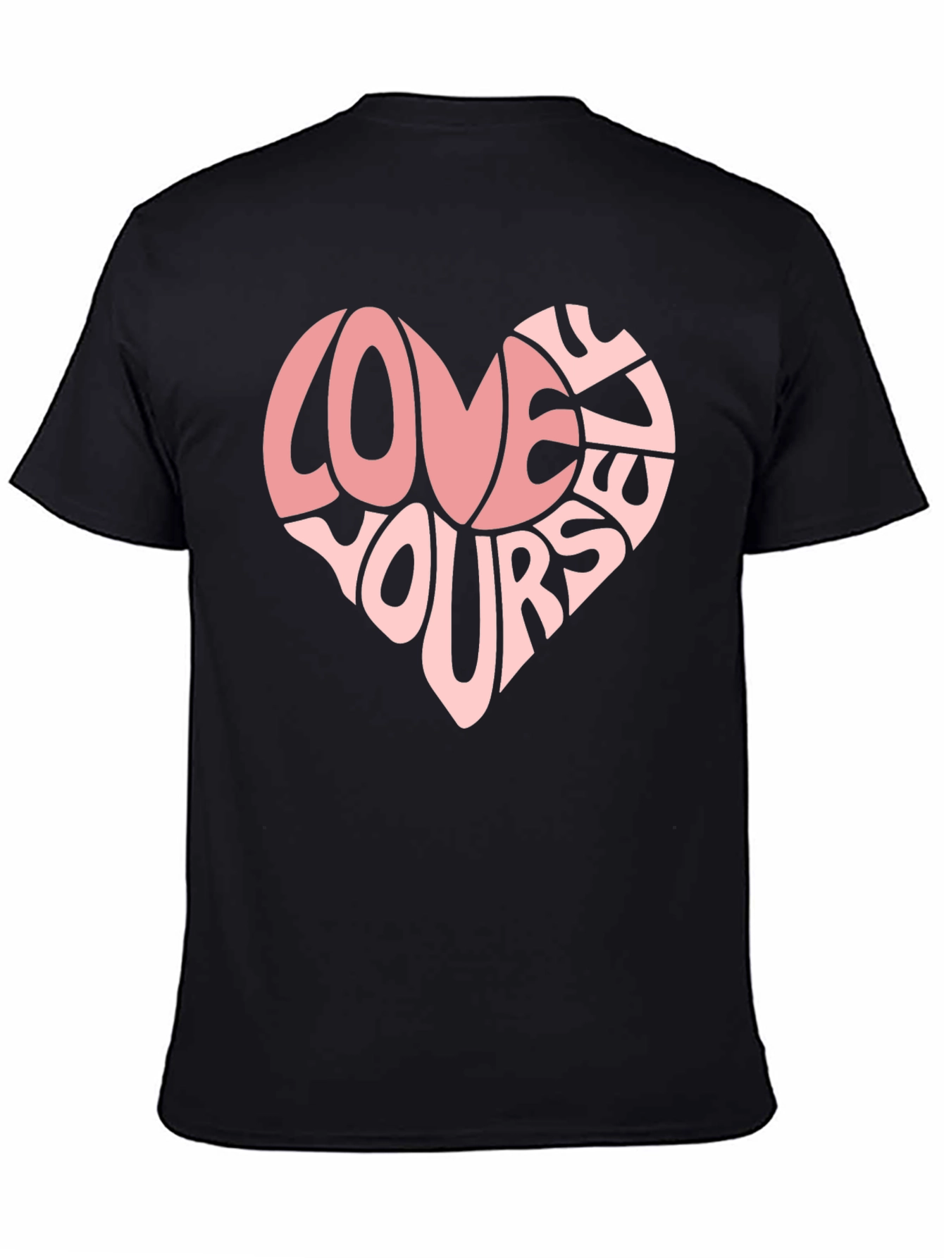 Love Yourself Heart Graphic T-Shirt - Black