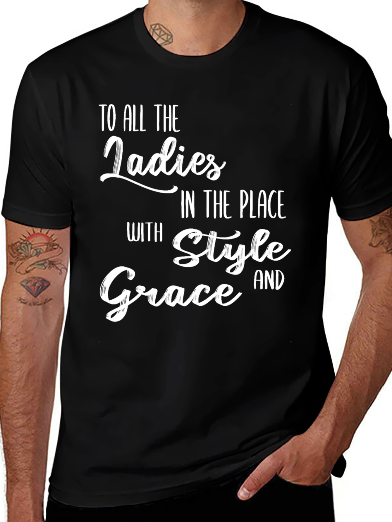 Stylish Ladies Style Grace Black Graphic Tee