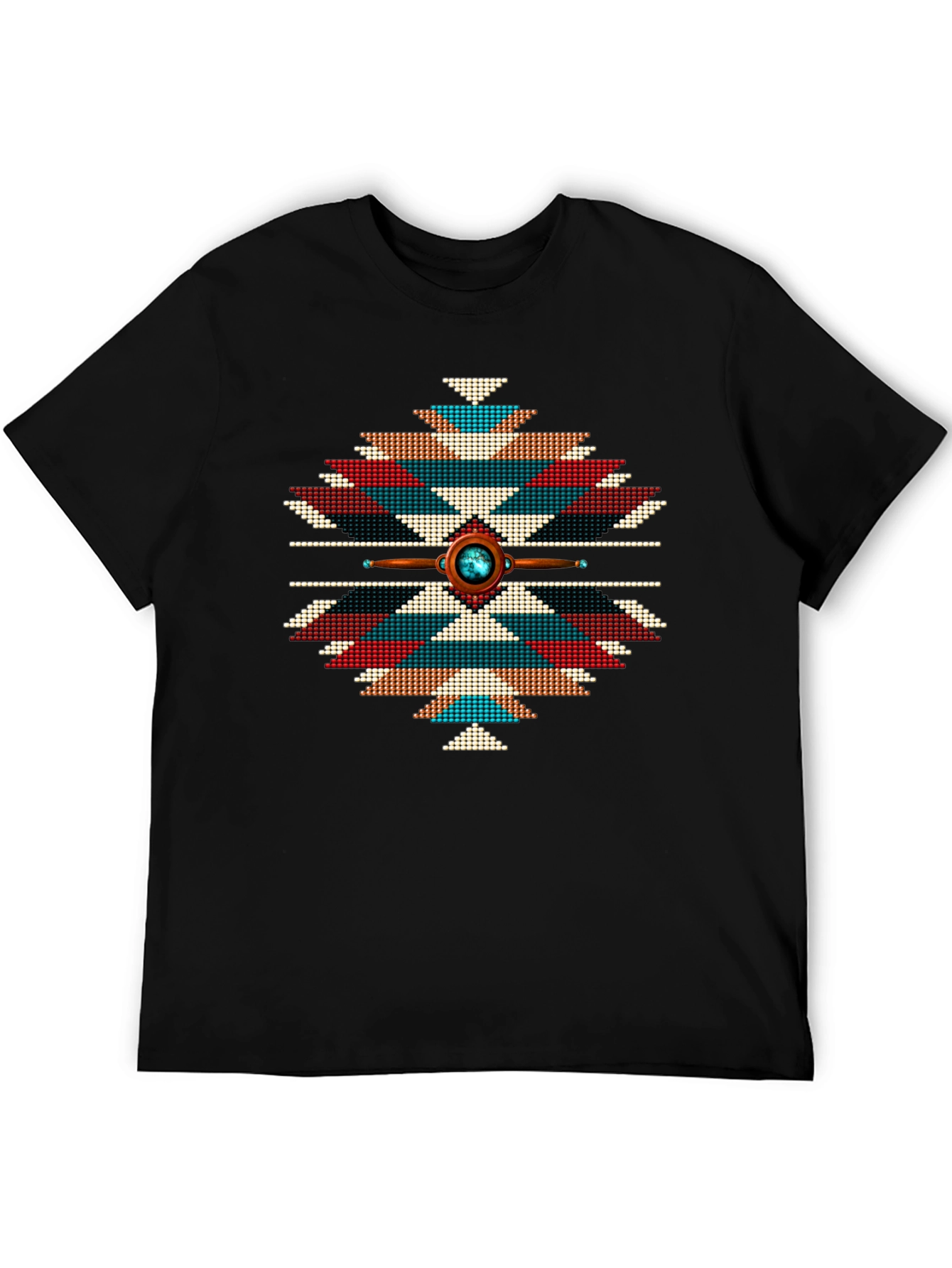 Aztec Tribal Pattern T-Shirt - Black