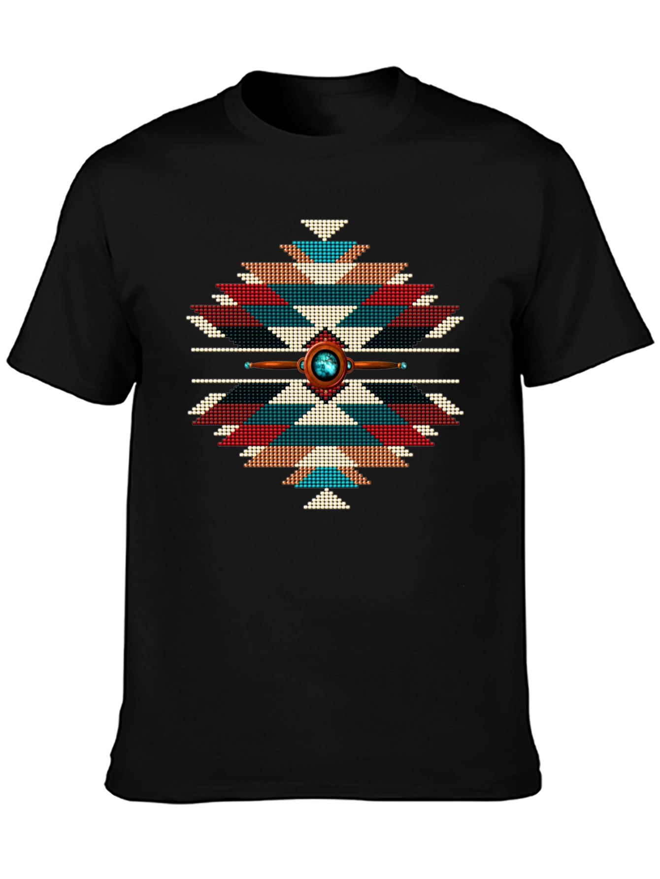 Aztec Tribal Pattern T-Shirt - Black