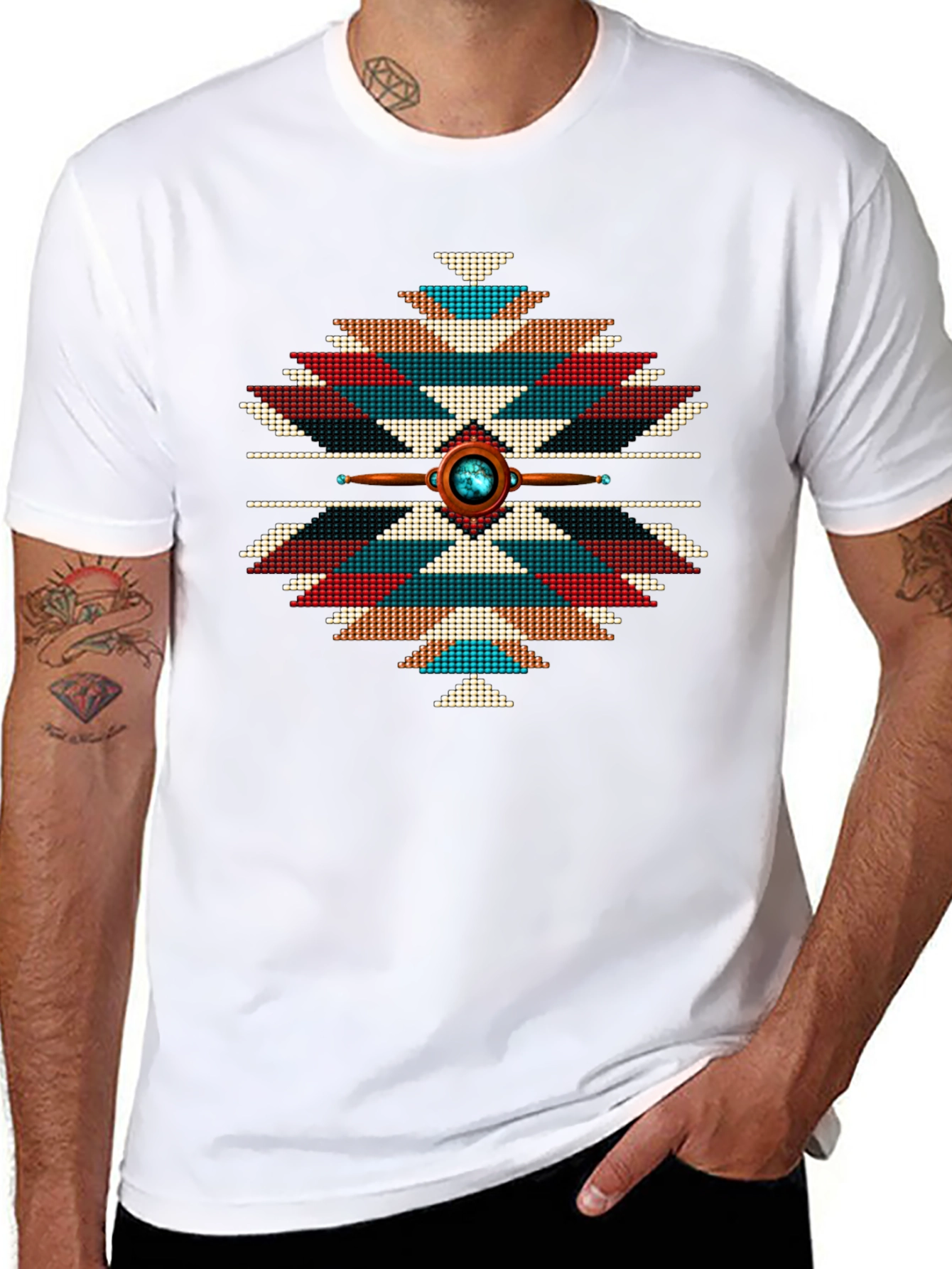Aztec Tribal Pattern T-Shirt - Black