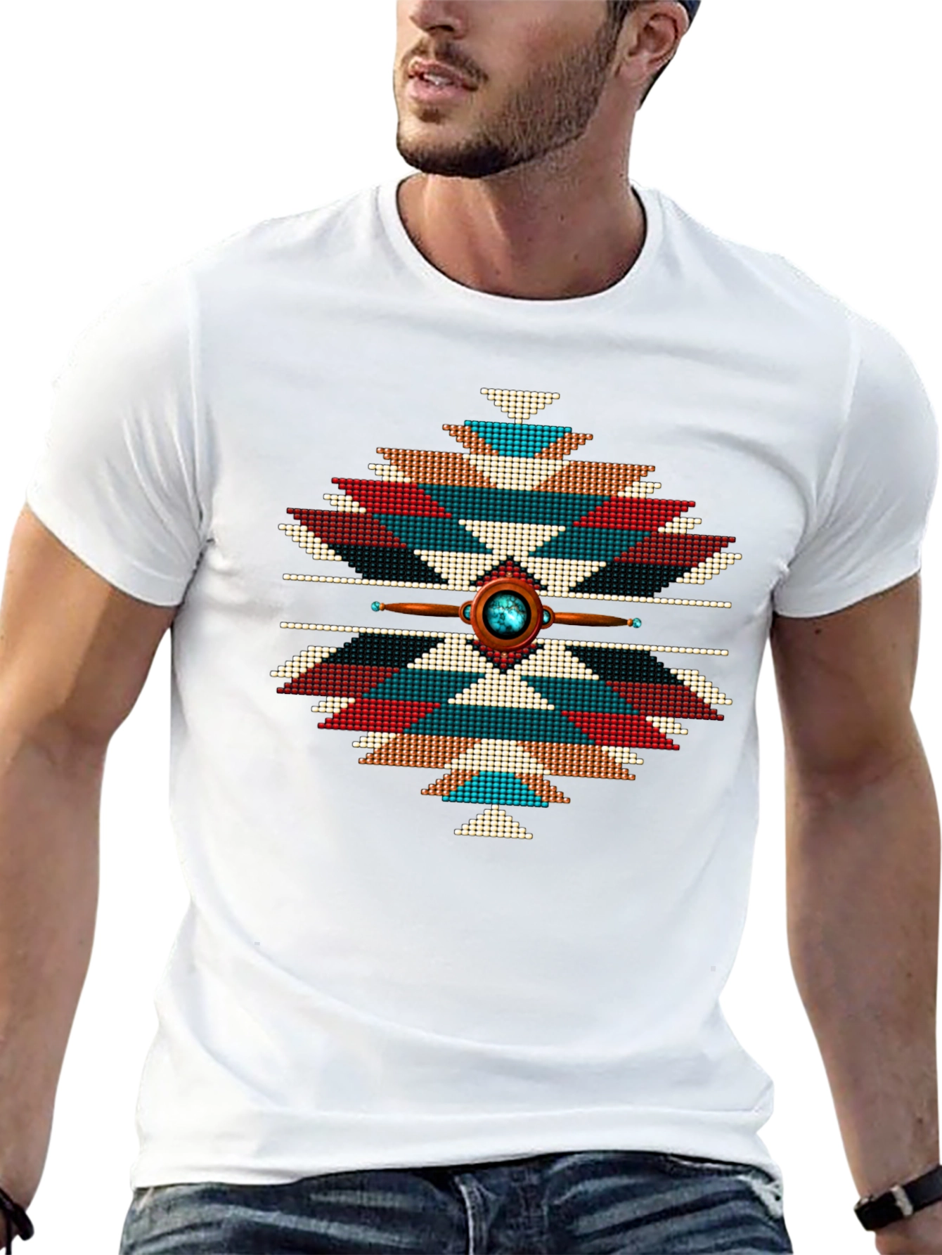 Aztec Tribal Pattern T-Shirt - Black