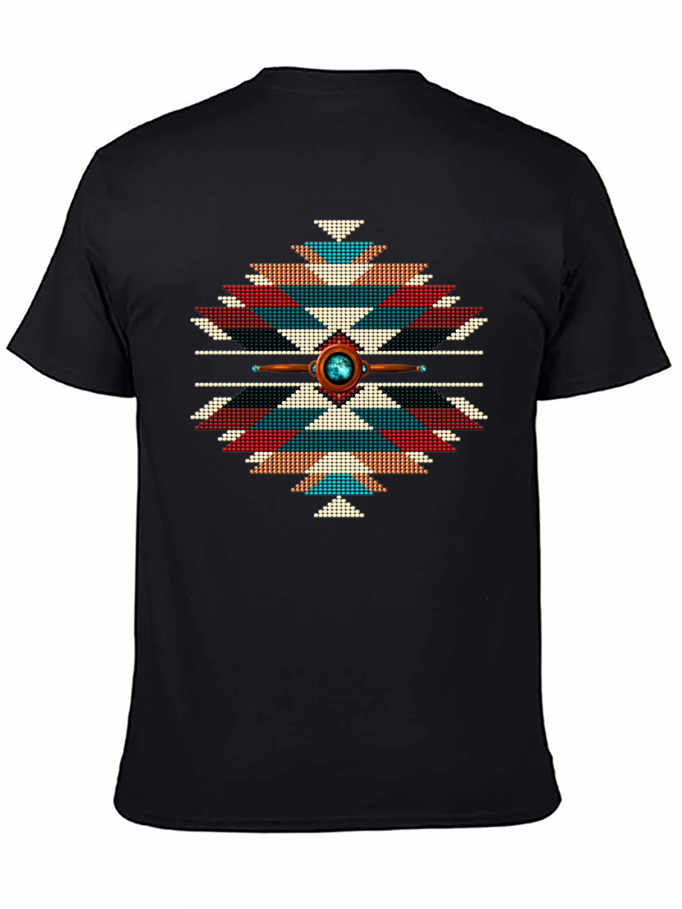 Aztec Tribal Pattern T-Shirt - Black
