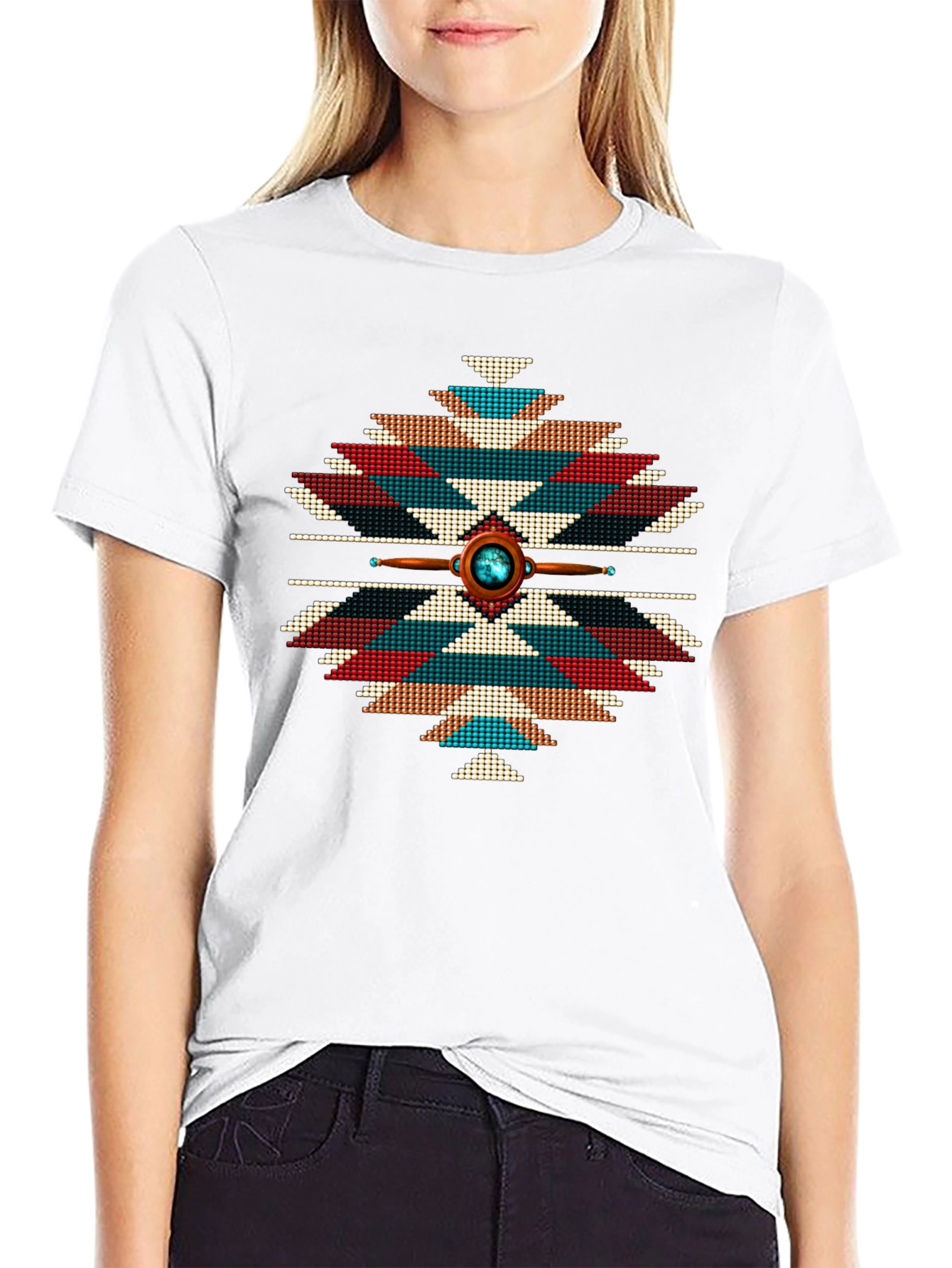 Aztec Tribal Pattern T-Shirt - Black