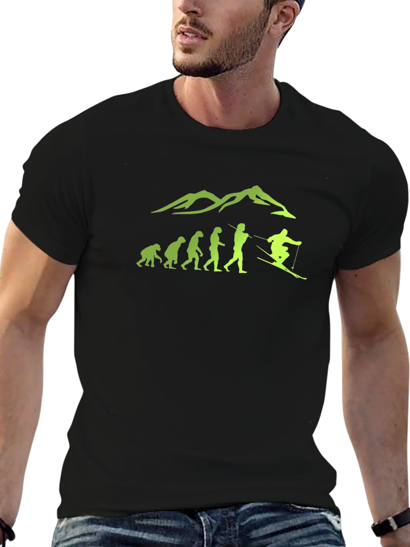 Ski Evolution Graphic Tee - Black Cotton Blend
